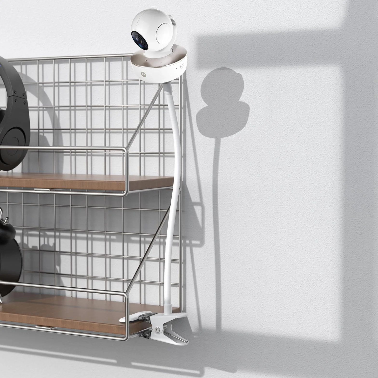 HOLACA Uniwersalny uchwyt do monitorowania niemowląt Arlo, GHB, HelloBaby, ieGeek, Momcozy, Motorola i + (1/10.2 cm) beznarzędziowy i bezśladowy klips montażowy biały
