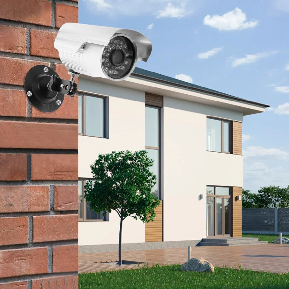 4 sztuki uniwersalnych kamer bezpieczeństwa z regulacją 360 stopni, uchwyt do kamery leśnej ze śrubami i kołkami, uchwyt ścienny do innych wymogów bezpieczeństwa wewnątrz i na zewnątrz (czarny)