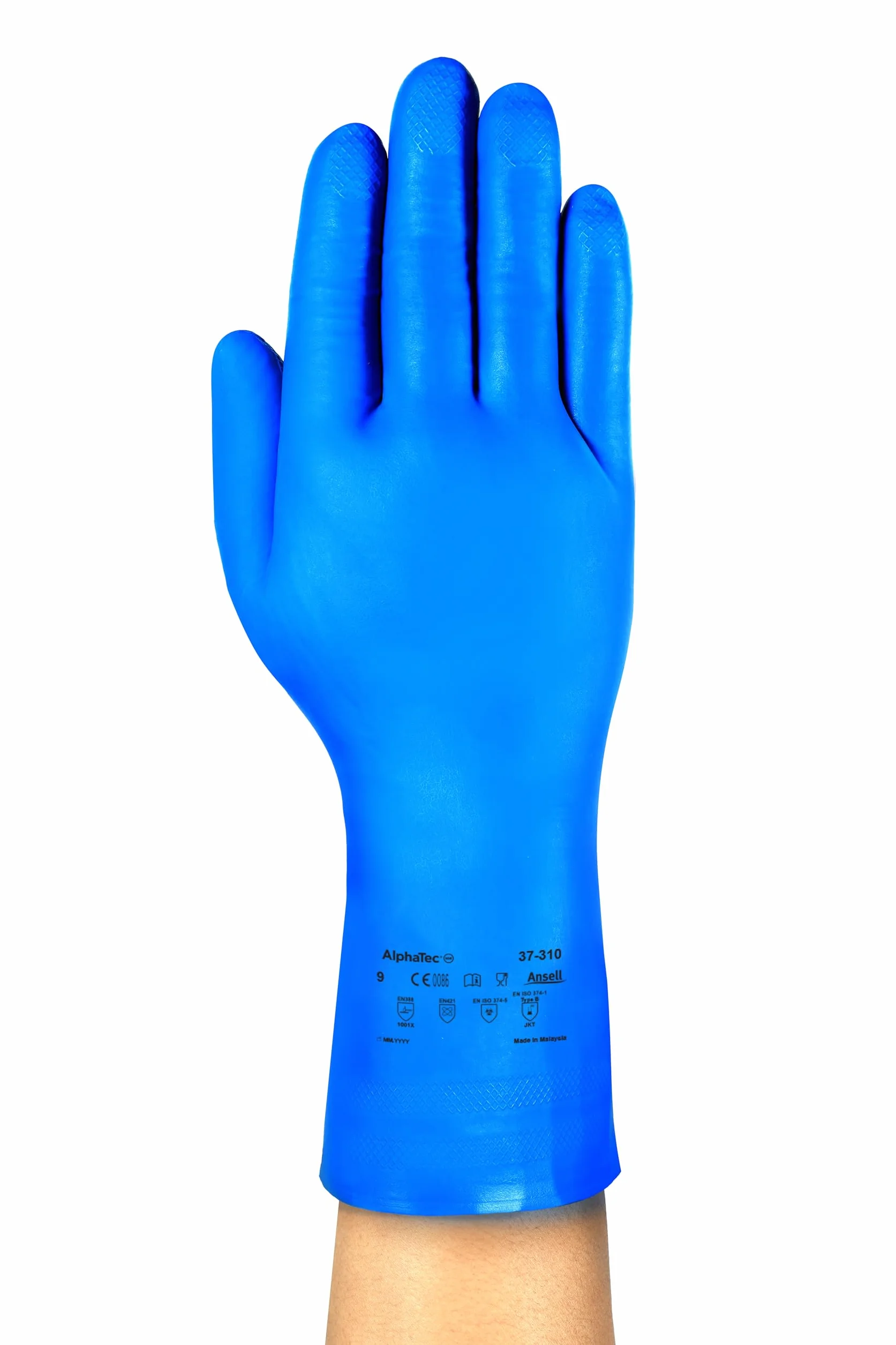 Ansell AlphaTec 37-310 Damskie I Męskie, Odporne Na Chemikalia, Cienkie Rękawice Nitrylowe, Ochrona Przed Rozpryskami, Przygotowanie Żywności, Silikon, Bez Lateksu, Wodoodporne, Niebieskie, L (12 Par)