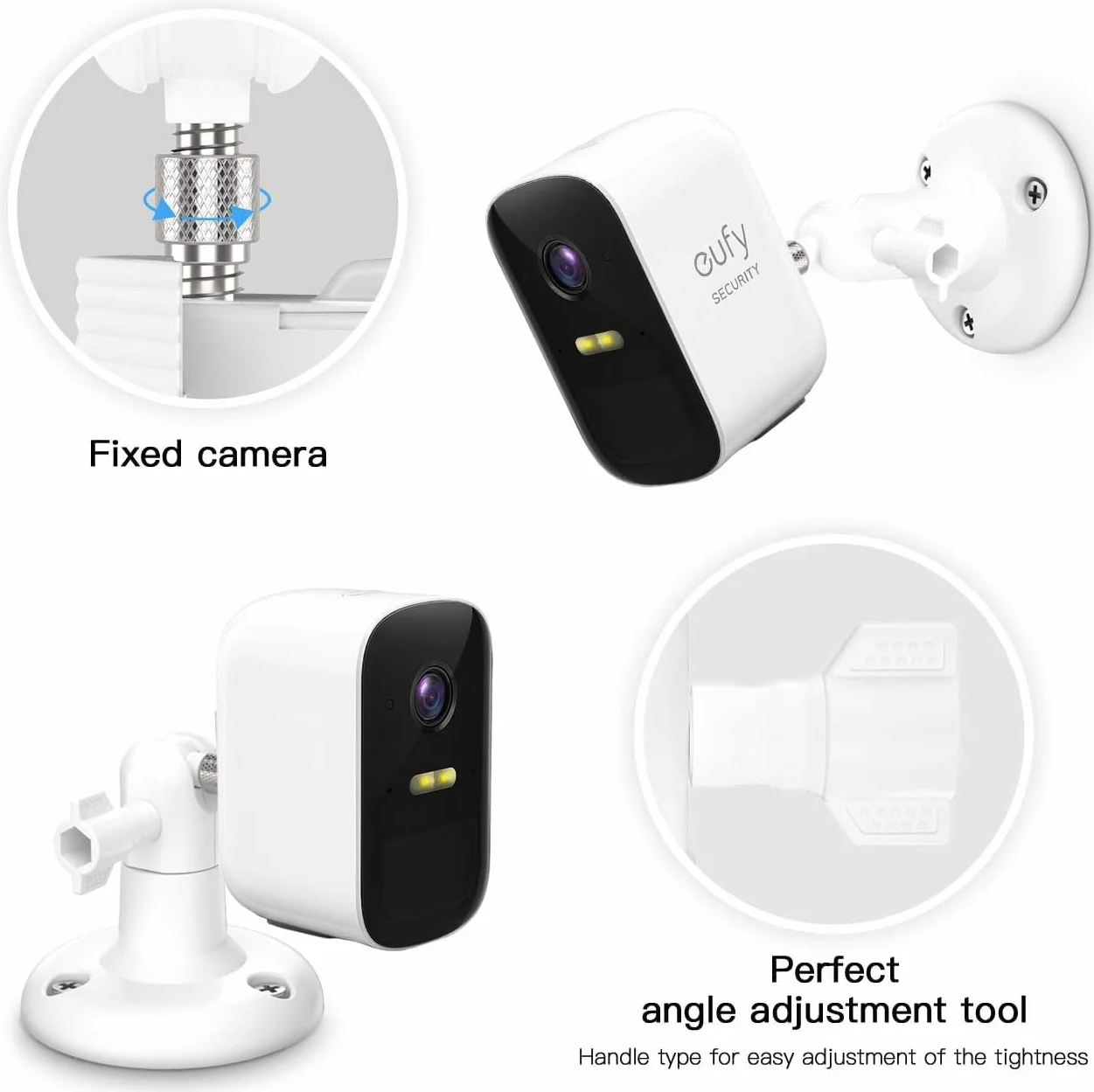 HOLACA Uchwyt ścienny kompatybilny z Eufycam 1/2/2C/2C Pro/3/3C/E, Arl o Pro 2/3/4/Ultra 1&2/Essential i innymi aparatami z gwintem 1/4", biały, 3 sztuki