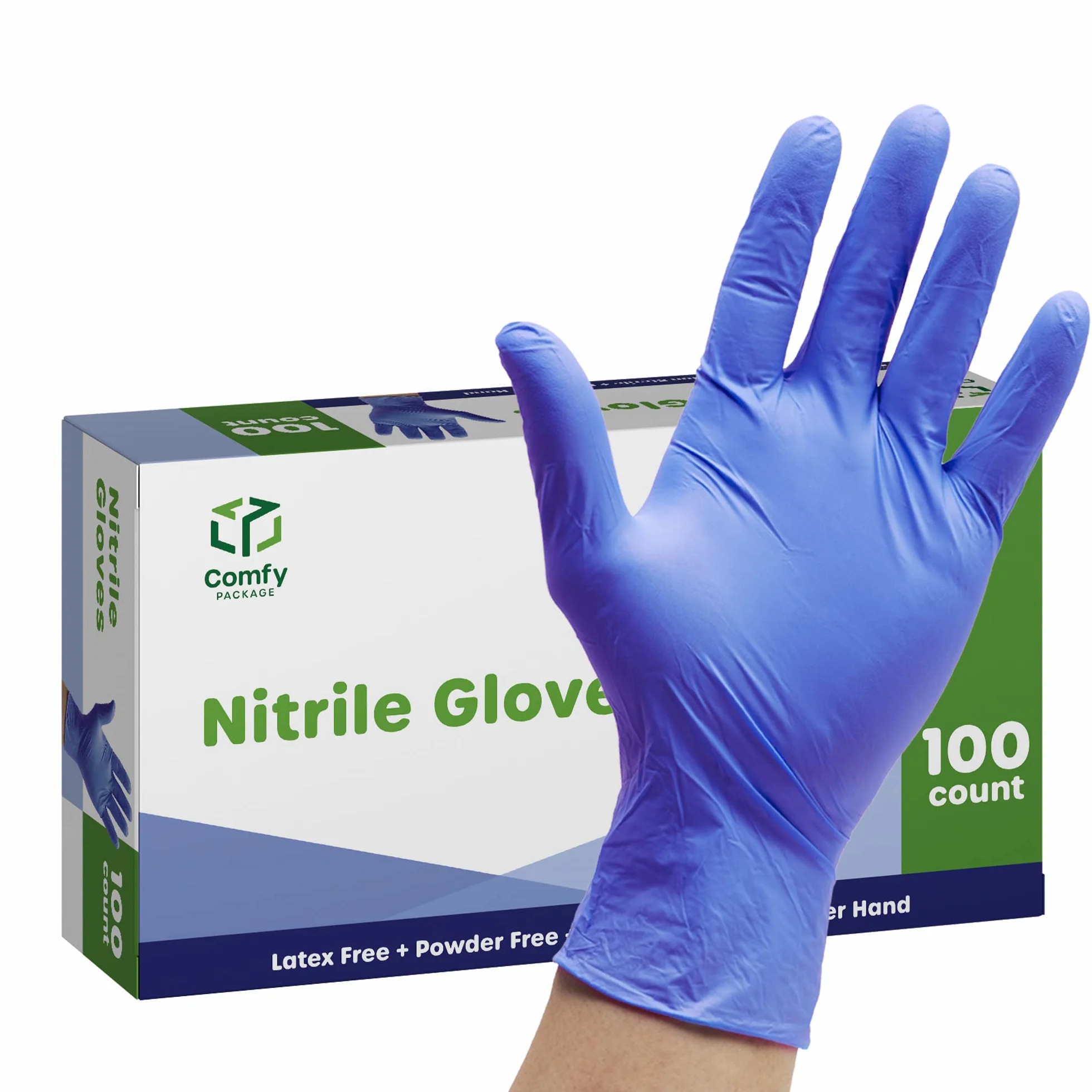 Comfy Package zestaw rękawiczek nitrylowych, 100, M, 4 mil, bez lateksu i bez gumy, niesterylne rękawiczki bezpudrowe