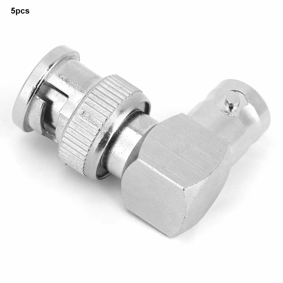 Cryfokt Premium 90 Stopni BNC Złącze Męskie na żeńskie Adapter 5 szt. Kabel Koncentryczny w Kształcie Litery L, Zapewniający stabilną transmisję Sygnału Odpowiedni dla Większości Typów Kabli