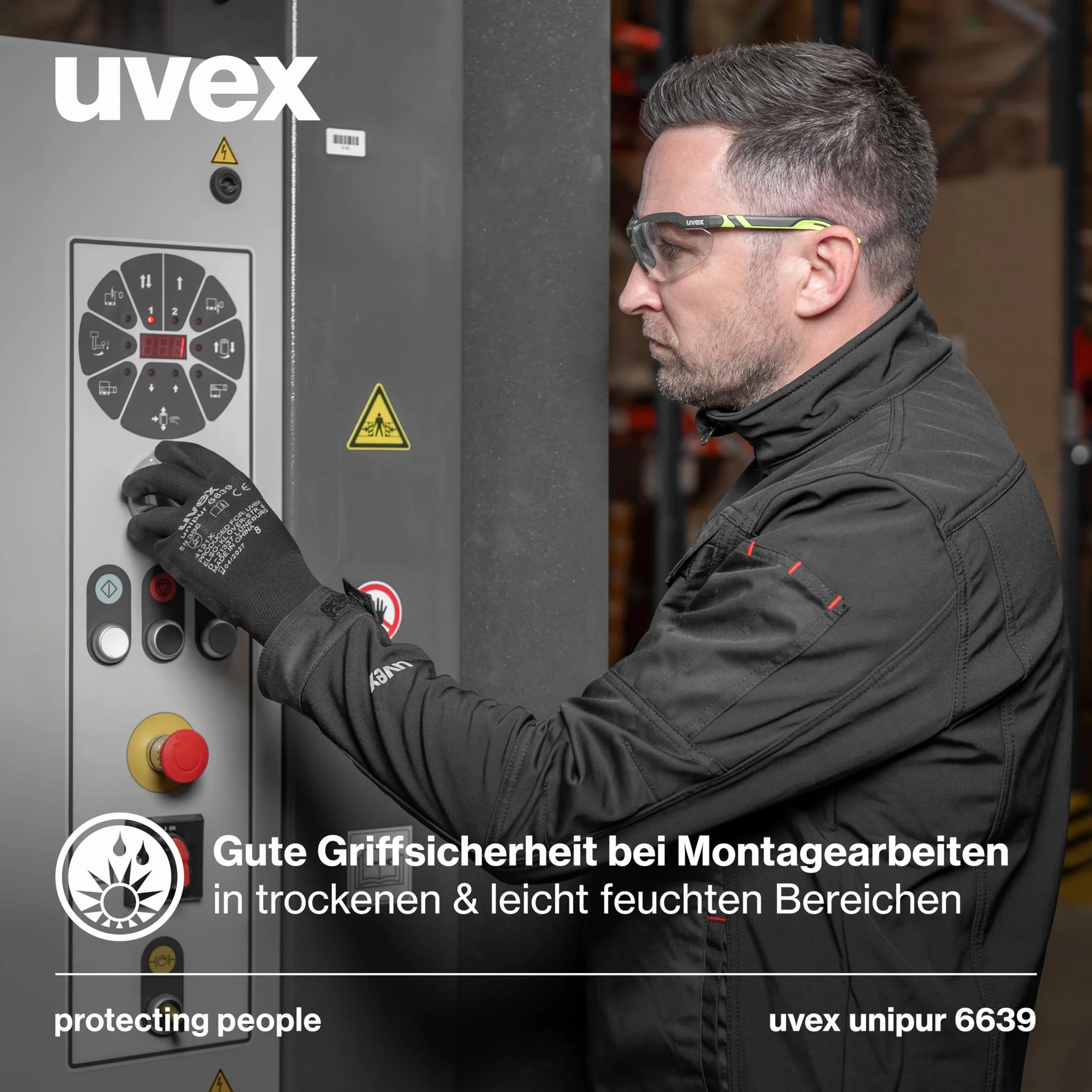 10 par rękawic roboczych Uvex Unipur 6639 z powłoką PU - mechaniczne rękawice ochronne EN 388 - Taille 09/L
