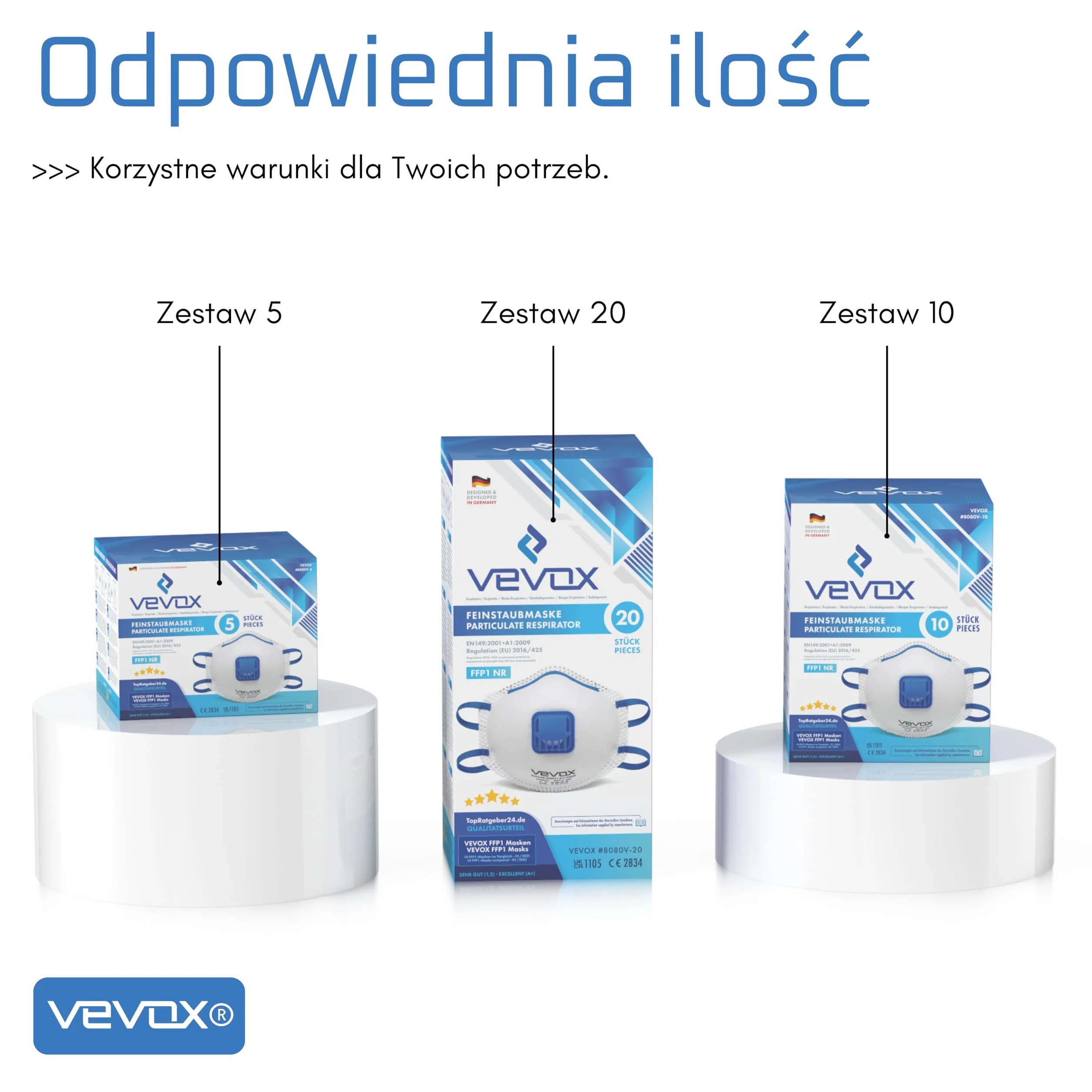 VEVOX® Respirator FFP3, FFP2, FFP1, A1P2 lub ABEK1P2 - w zestawach po 5, 10 lub 20 sztuk - Maska przeciwgazowa - - Maska malarska - Przemysłowa maska ochronna