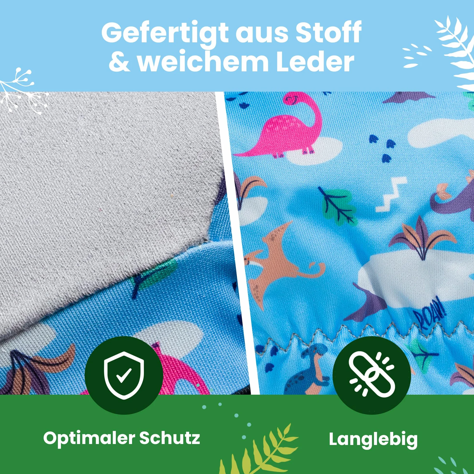 LAUTER SCHUTZ ® Dla dzieci: rękawice robocze premium (rozciągliwy poliester i sztuczna skóra) z antypoślizgową skórą syntetyczną, do prac ogrodowych i wielu innych