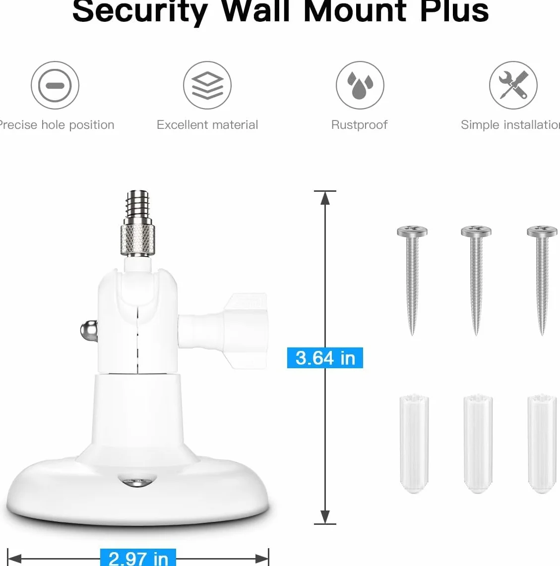 HOLACA Uchwyt ścienny kompatybilny z Eufycam 1/2/2C/2C Pro/3/3C/E, Arl o Pro 2/3/4/Ultra 1&2/Essential i innymi aparatami z gwintem 1/4", biały, 3 sztuki