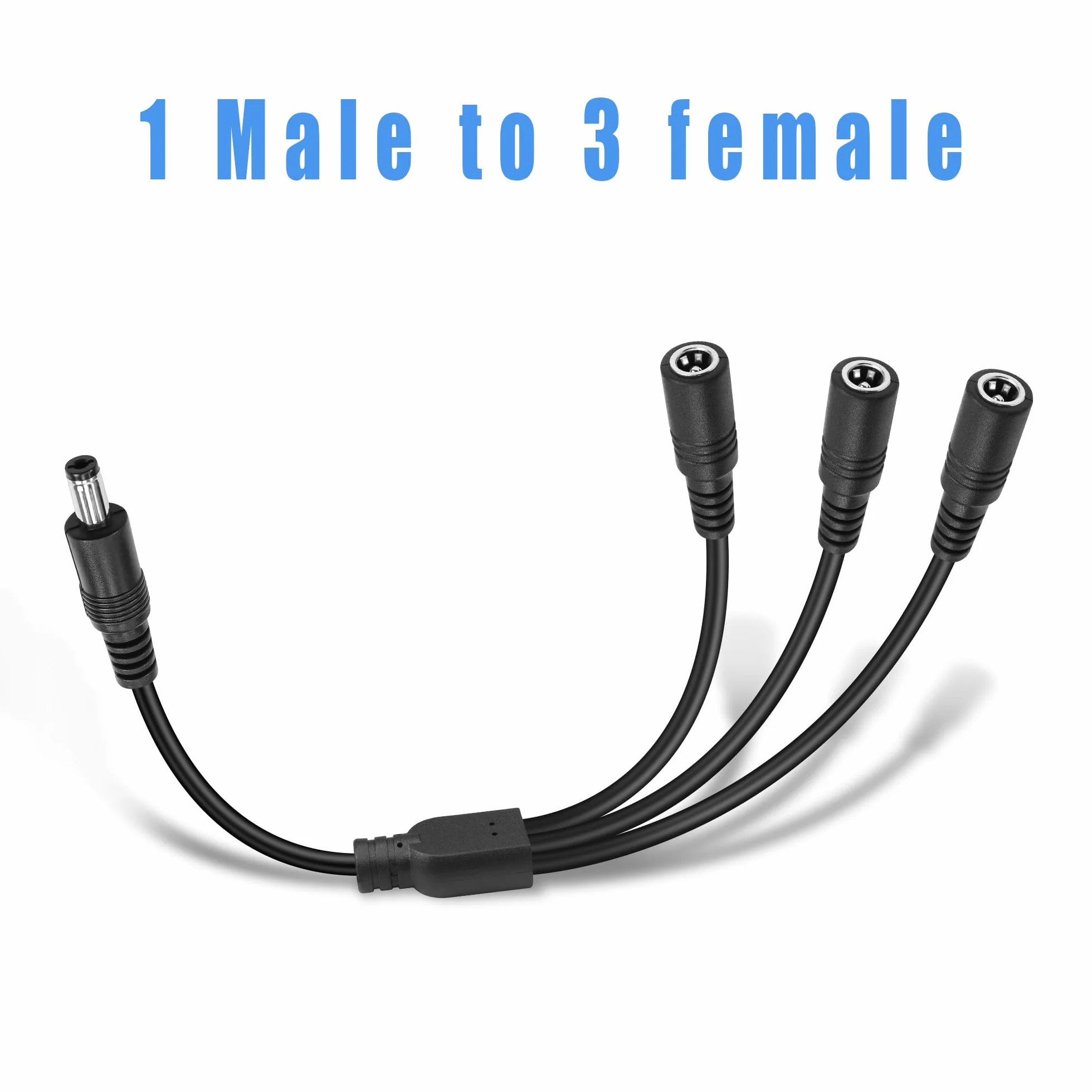 GINTOOYUN Kabel rozdzielający DC Power y 1 wtyczka, 3 gniazda DC 5,5 mm x 2,1 mm, kabel rozdzielający, adapter do kamer CCTV, routerów, DVR i LED (od 1 do 3 dróg) (od 1 do 3 drożności)