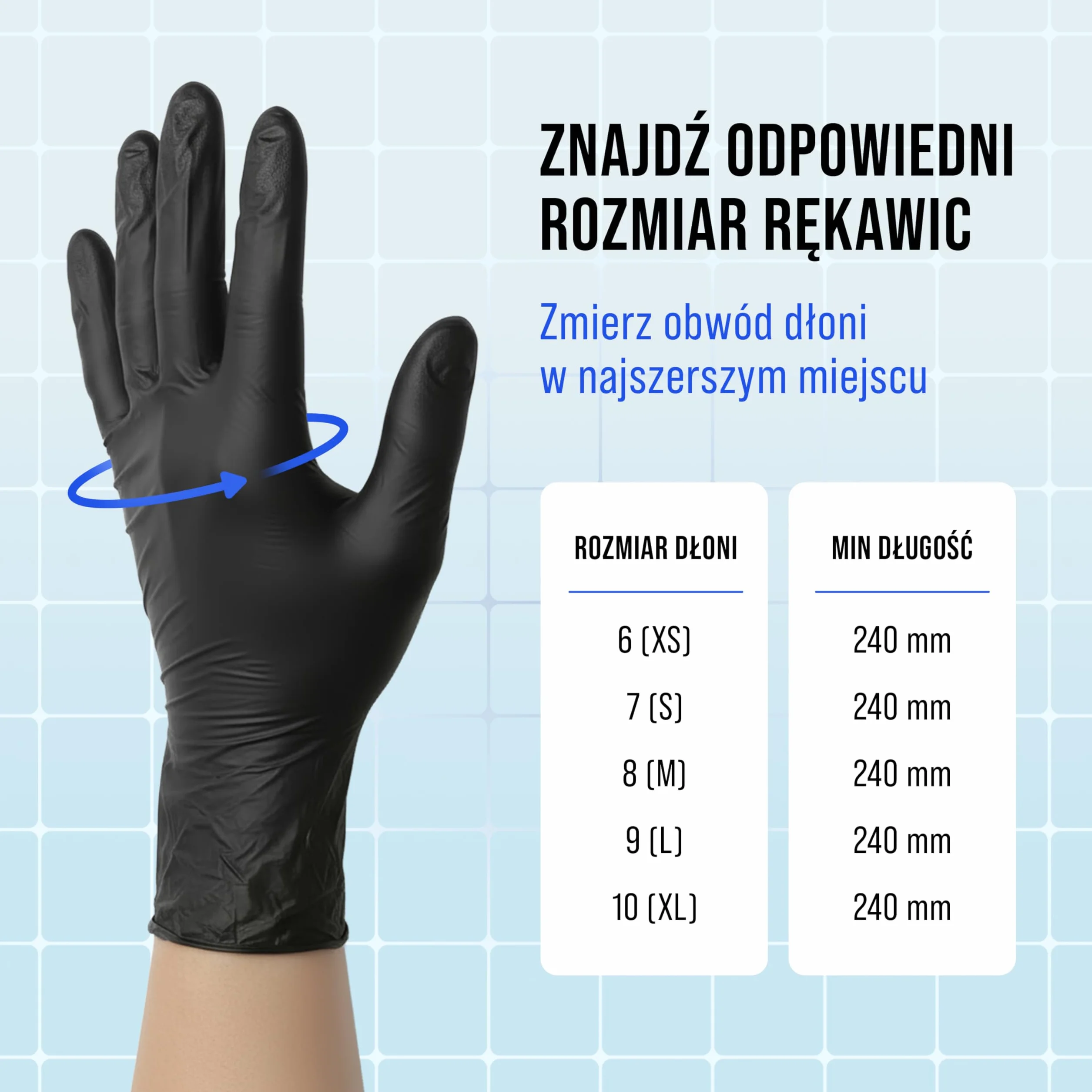 Rękawiczki Nitrylowe Czarne Bezpudrowe – Jednorazowe Diagnostyczne i Ochronne – Wytrzymałe, 100 szt. Rozmiar [XS-S-M-L-XL] (Czarny, XS)