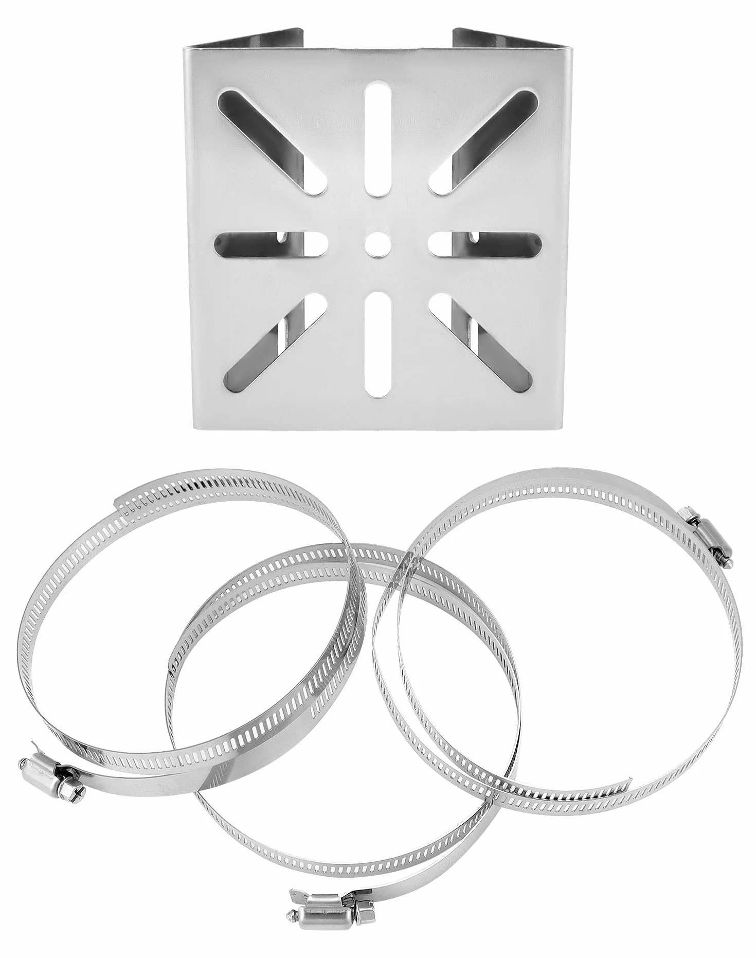 QWORK® Uniwersalny uchwyt do kamer monitoringowych ze stali nierdzewnej, pionowy uchwyt masztu z 3 pętelkami Ø 200 mm