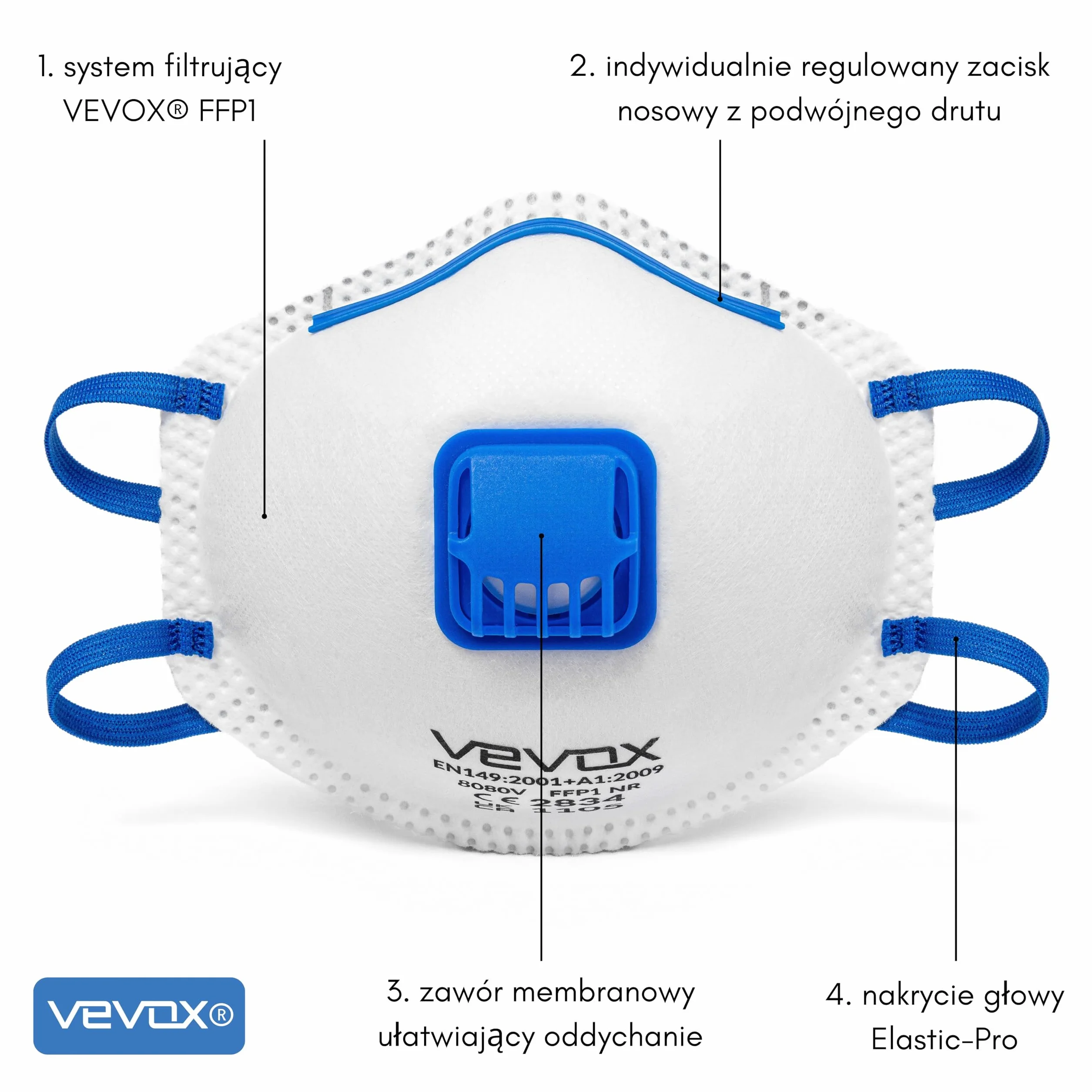 VEVOX® Respirator FFP3, FFP2, FFP1, A1P2 lub ABEK1P2 - w zestawach po 5, 10 lub 20 sztuk - Maska przeciwgazowa - - Maska malarska - Przemysłowa maska ochronna