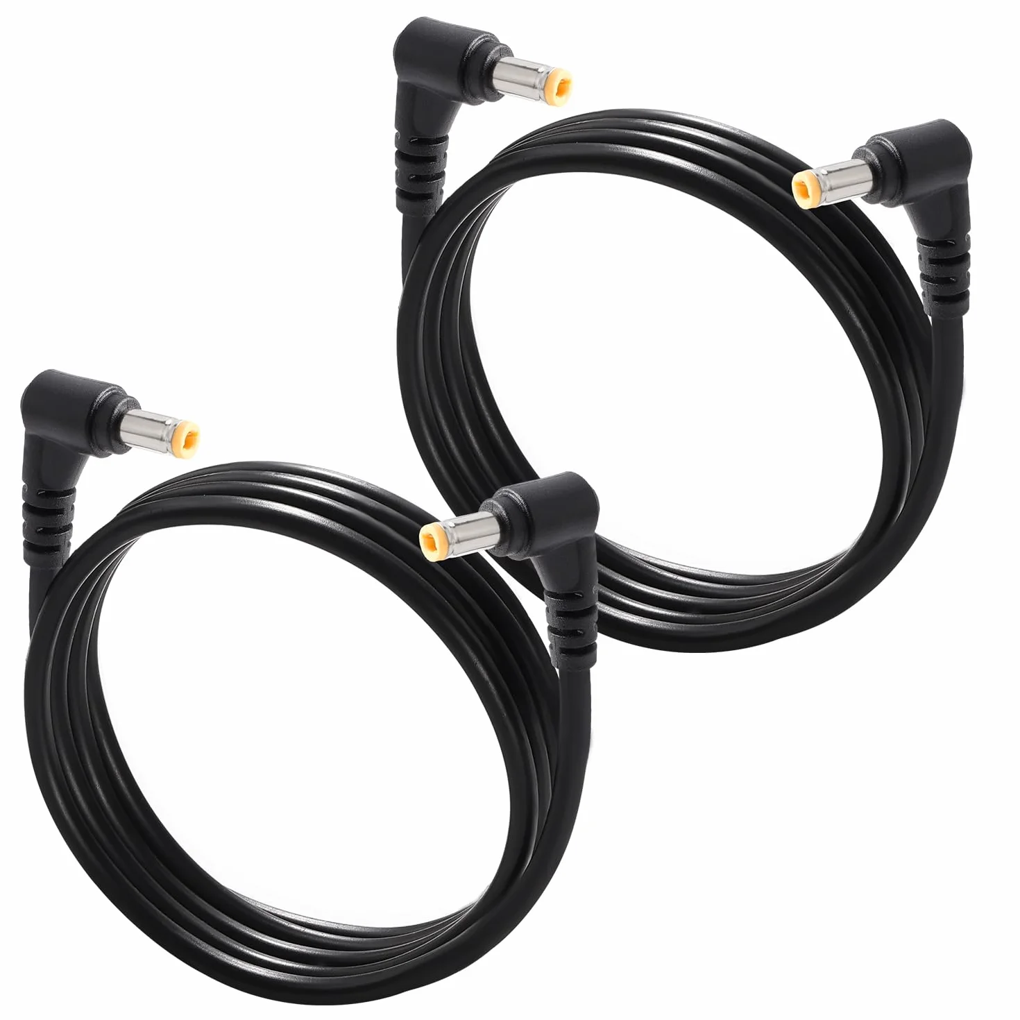 2 Sztuk 1m 18AWG 5.5x2.5 mm 24V 12V DC Przedłużacz Kabla Zasilającego, Przewód Przedłużający do Zasilania Kąt Prosty Męski na Kąt Prosty Męski, do Kamer Bezpieczeństwa CCTV, Czarny