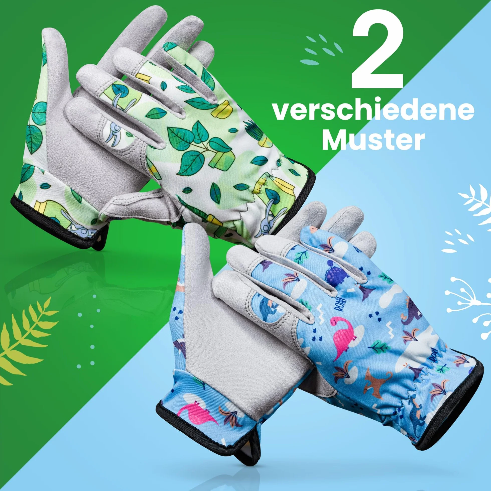 LAUTER SCHUTZ ® Dla dzieci: rękawice robocze premium (rozciągliwy poliester i sztuczna skóra) z antypoślizgową skórą syntetyczną, do prac ogrodowych i wielu innych