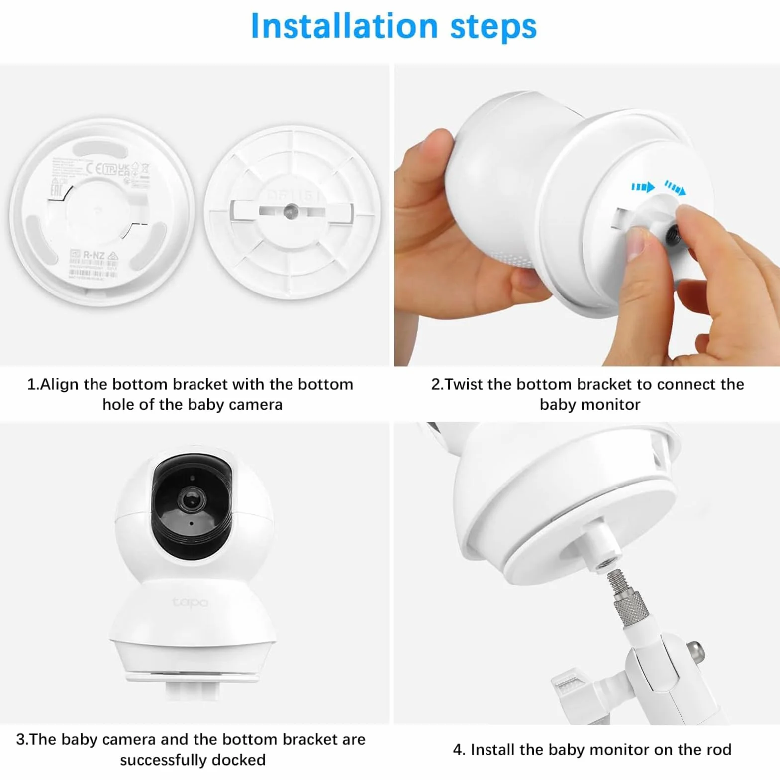 HOLACA Uchwyt ścienny kompatybilny z TP-Link Tapo C200 / C210 / C220 / C201 / C202 / C211 / C212 / C222 / C230 WLAN kamera monitorująca do użytku wewnętrznego, kolor biały, 1 sztuka
