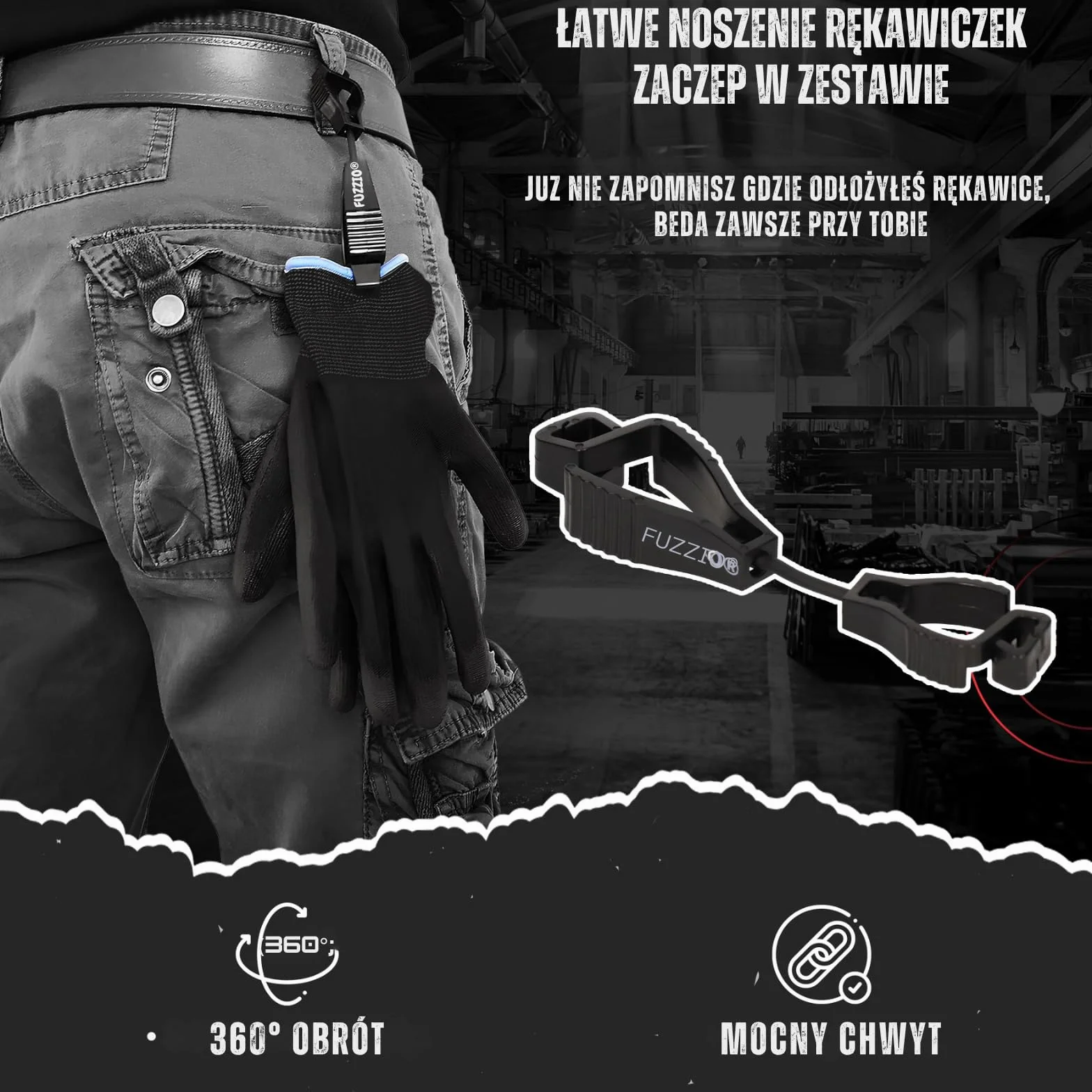 FUZZIO 24 pary rękawic roboczych powlekanych PU ogrodnictwo mechanik klips rękawica (XL - 10, czarne)