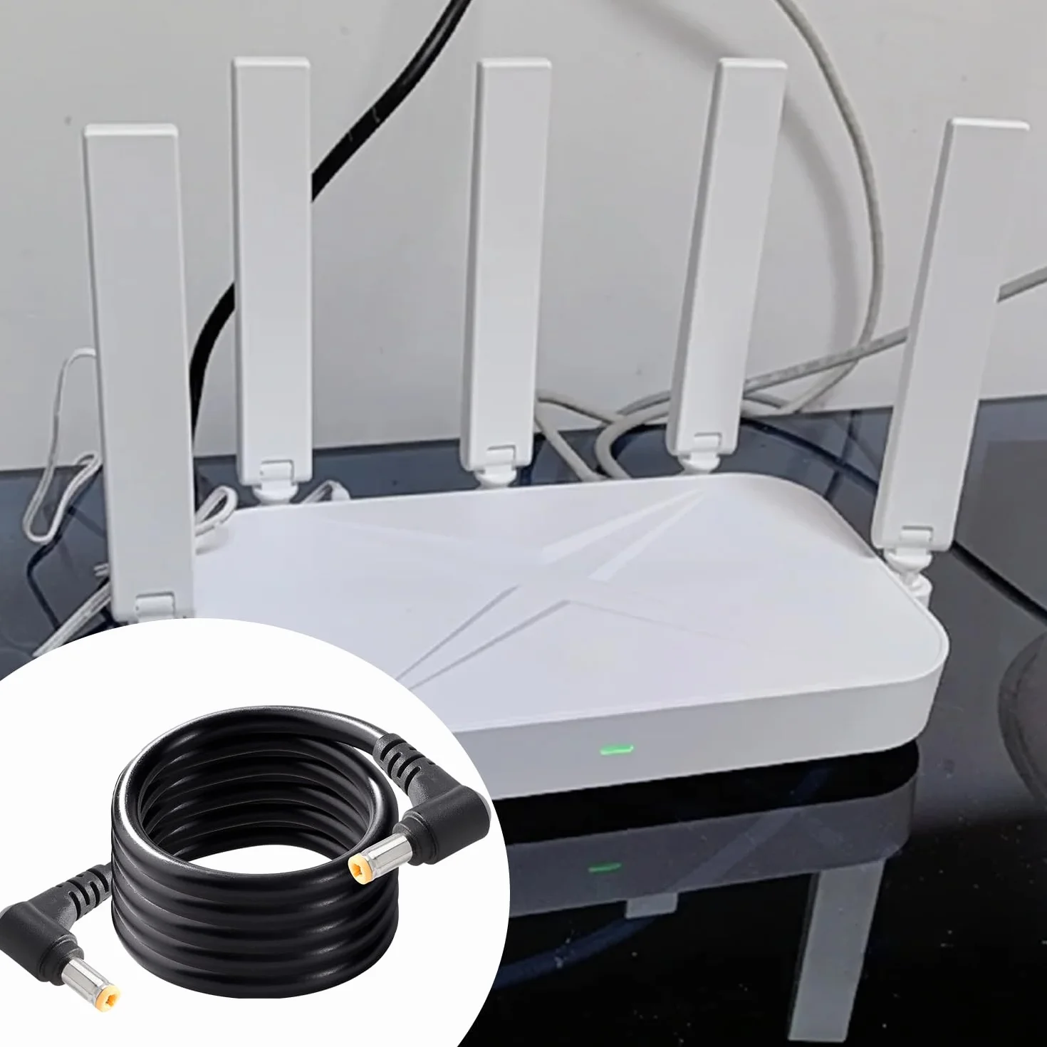 2 Sztuk 1m 18AWG 5.5x2.5 mm 24V 12V DC Przedłużacz Kabla Zasilającego, Przewód Przedłużający do Zasilania Kąt Prosty Męski na Kąt Prosty Męski, do Kamer Bezpieczeństwa CCTV, Czarny
