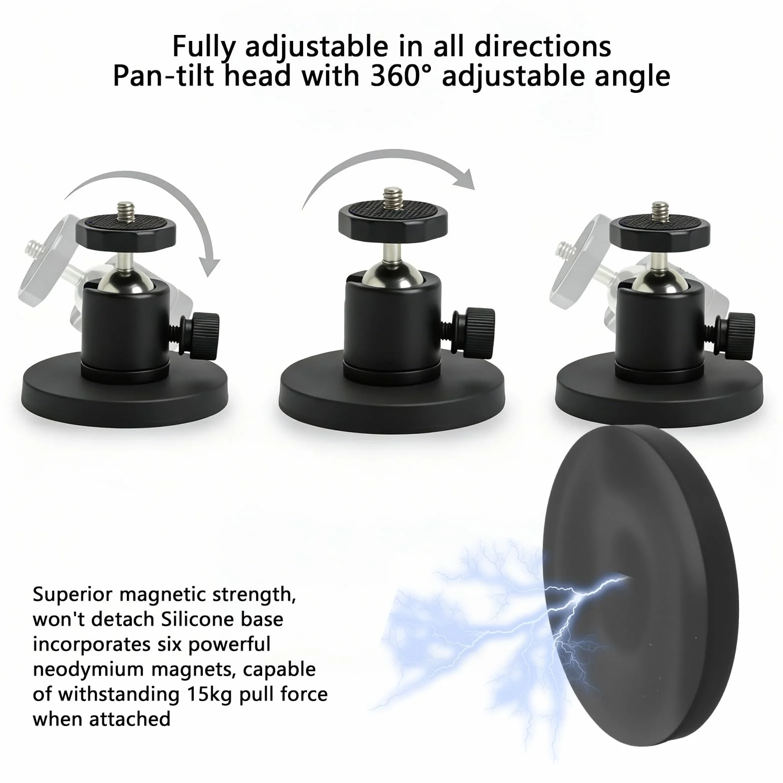 Magnetyczny uchwyt ścienny kompatybilny z Ring Stick Up Cam/Pro/Plus/2/3/kamera outdoorowa/Eufy/Arlo, kamera monitorująca, 15 kg, duża siła magnetyczna 360°, regulowana kamera, uchwyt ścienny bez