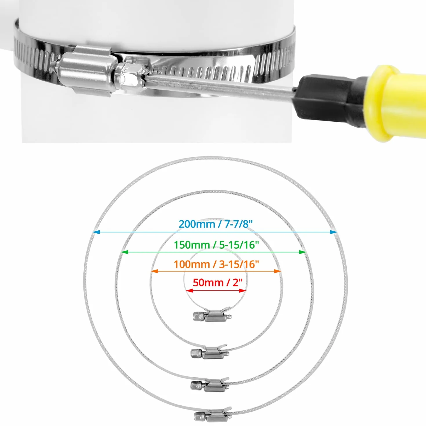 QWORK® Uniwersalny uchwyt do kamer bezpieczeństwa z 4 pętlami Ø50/100/150/200 mm, kompatybilny z aparatami Arlo/Wyze/Eufycam - biały