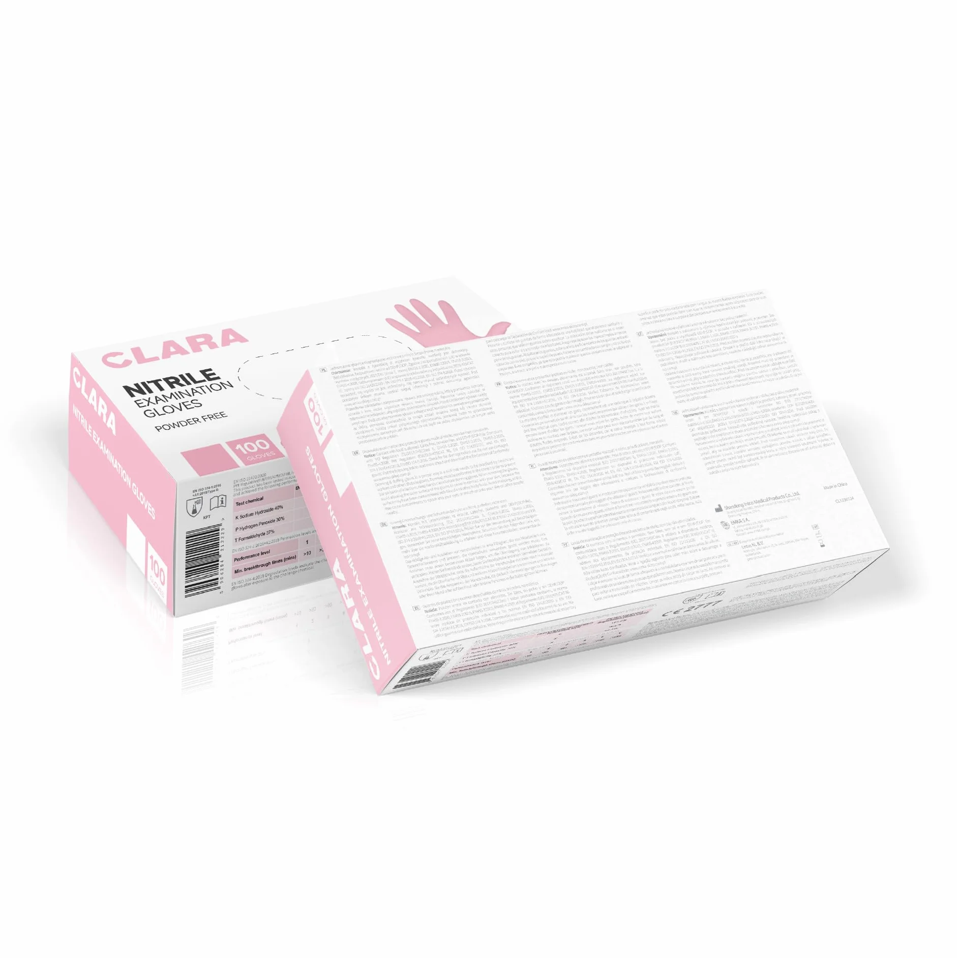 Clara Rękawice nitrylowe bez pudru, różowe, jednorazowe rękawiczki, rękawice do czyszczenia The Pink, 100 sztuk S