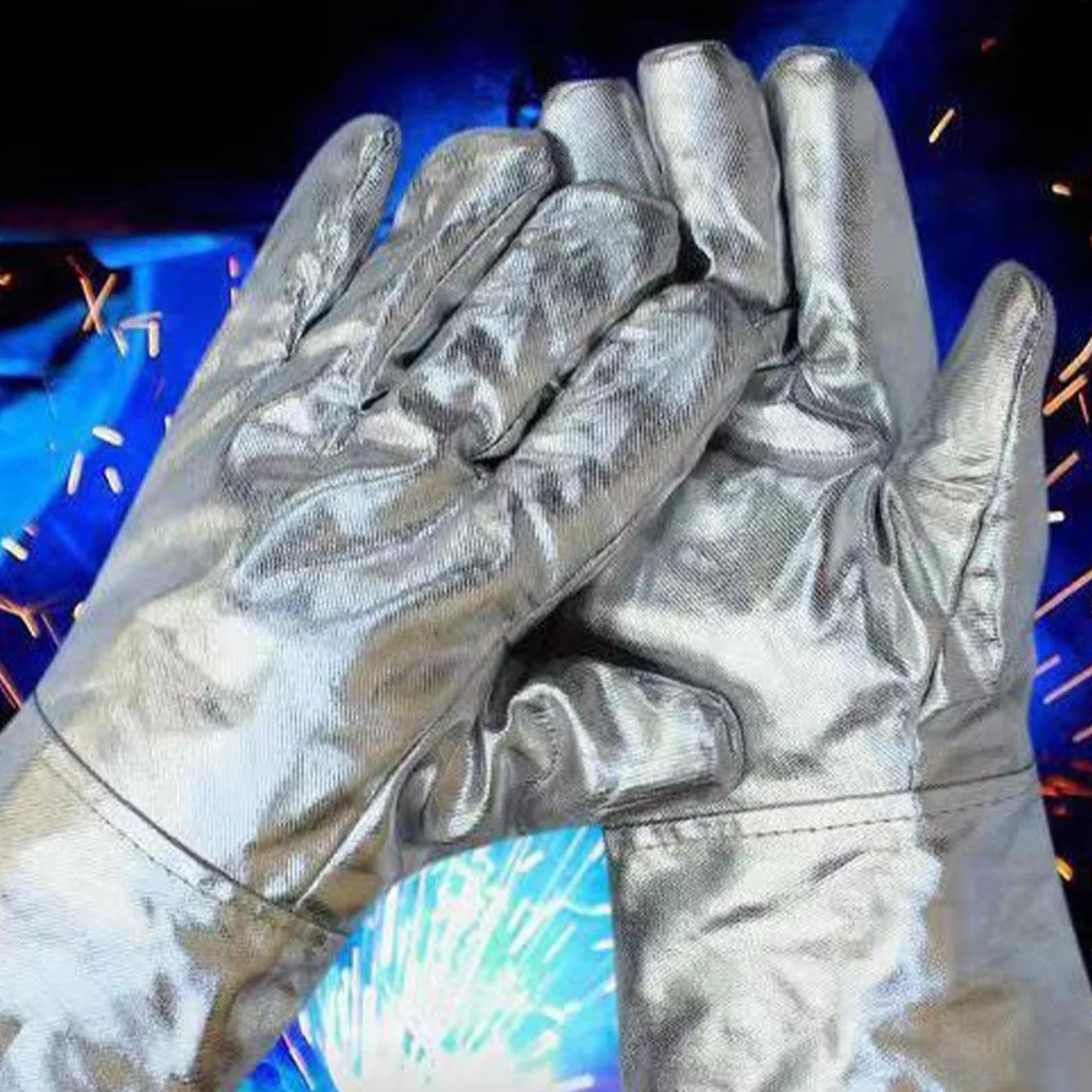 Rękawice Termoizolacyjne - Rękawice Ze Wzmacnianą Folią Aluminiową Do Odlewania - Bezpieczne Robocze Do Hutnictwa Szkła Metalurgii Kuchni