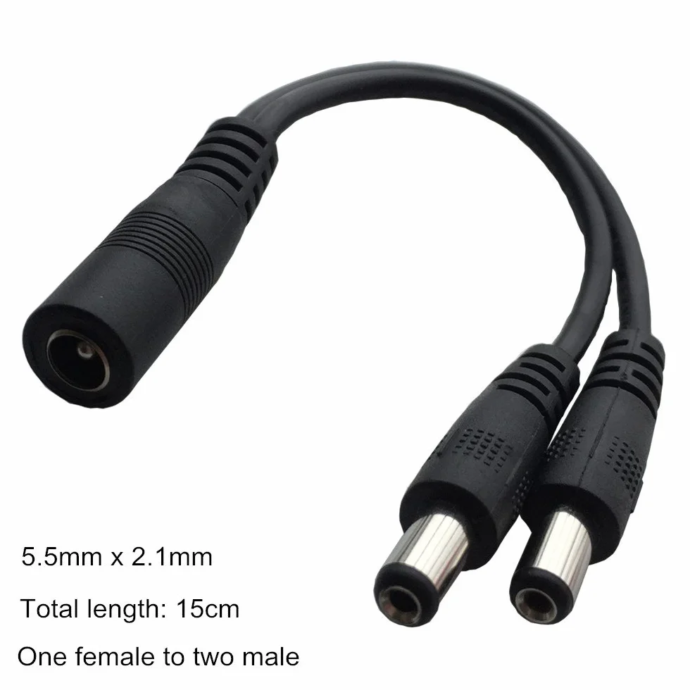 5 Pack 5,5 x 2,1mm DC 12V Adapter Kabel Power żeński na męski dla kamery CCTV Y-Splitter-Kabel (15cm)