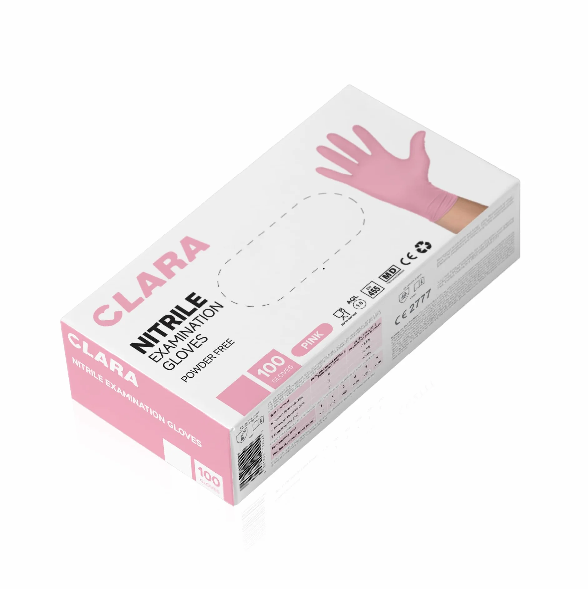 Clara Rękawice nitrylowe bez pudru, różowe, jednorazowe rękawiczki, rękawice do czyszczenia The Pink, 100 sztuk S