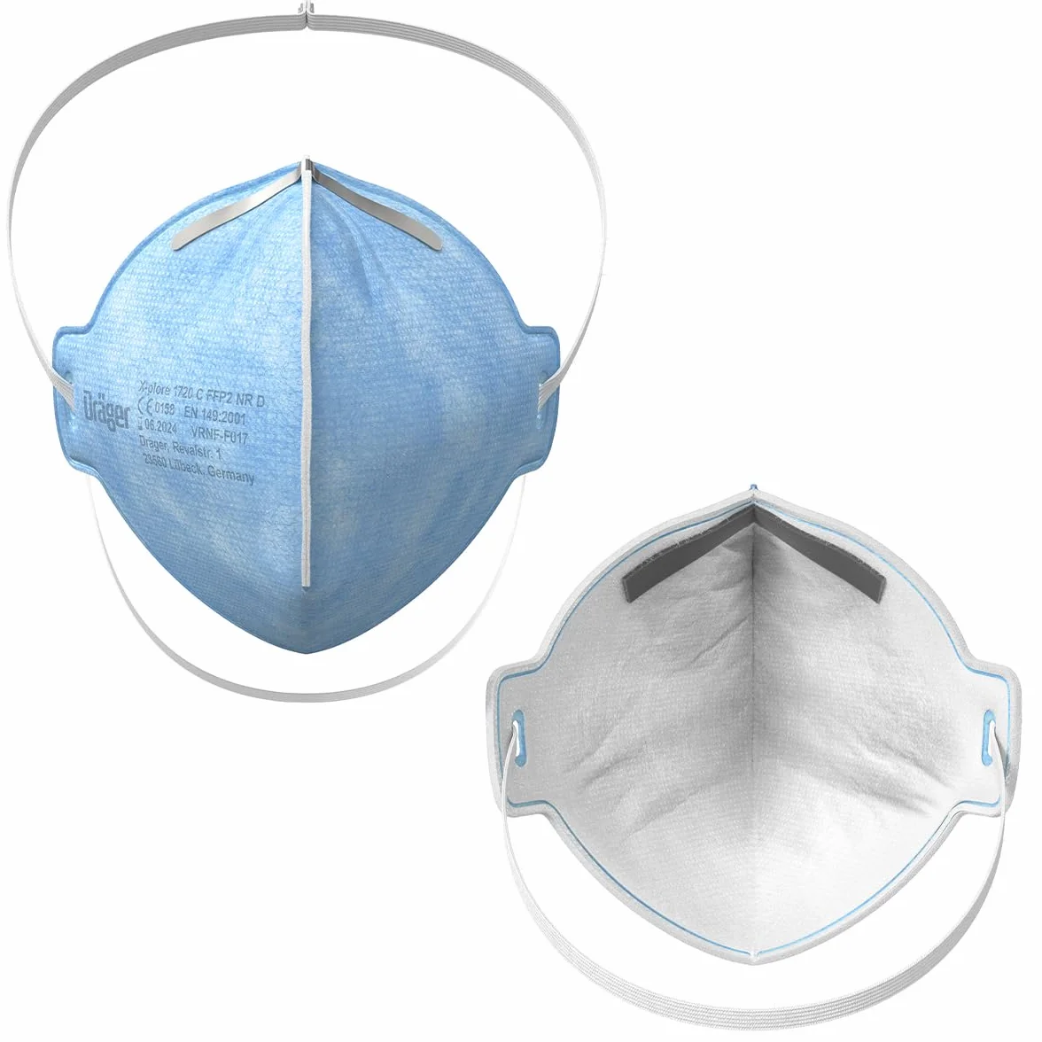 Dräger X-plore 1720 FFP2 NR D maska przeciwpyłowa, rozmiar uniwersalny, niebieski/biały, 3 sztuki