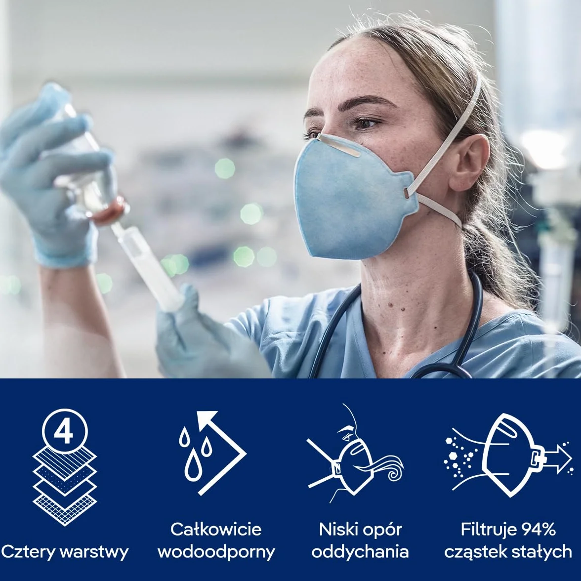 Dräger X-plore 1720 FFP2 NR D maska przeciwpyłowa, rozmiar uniwersalny, niebieski/biały, 3 sztuki
