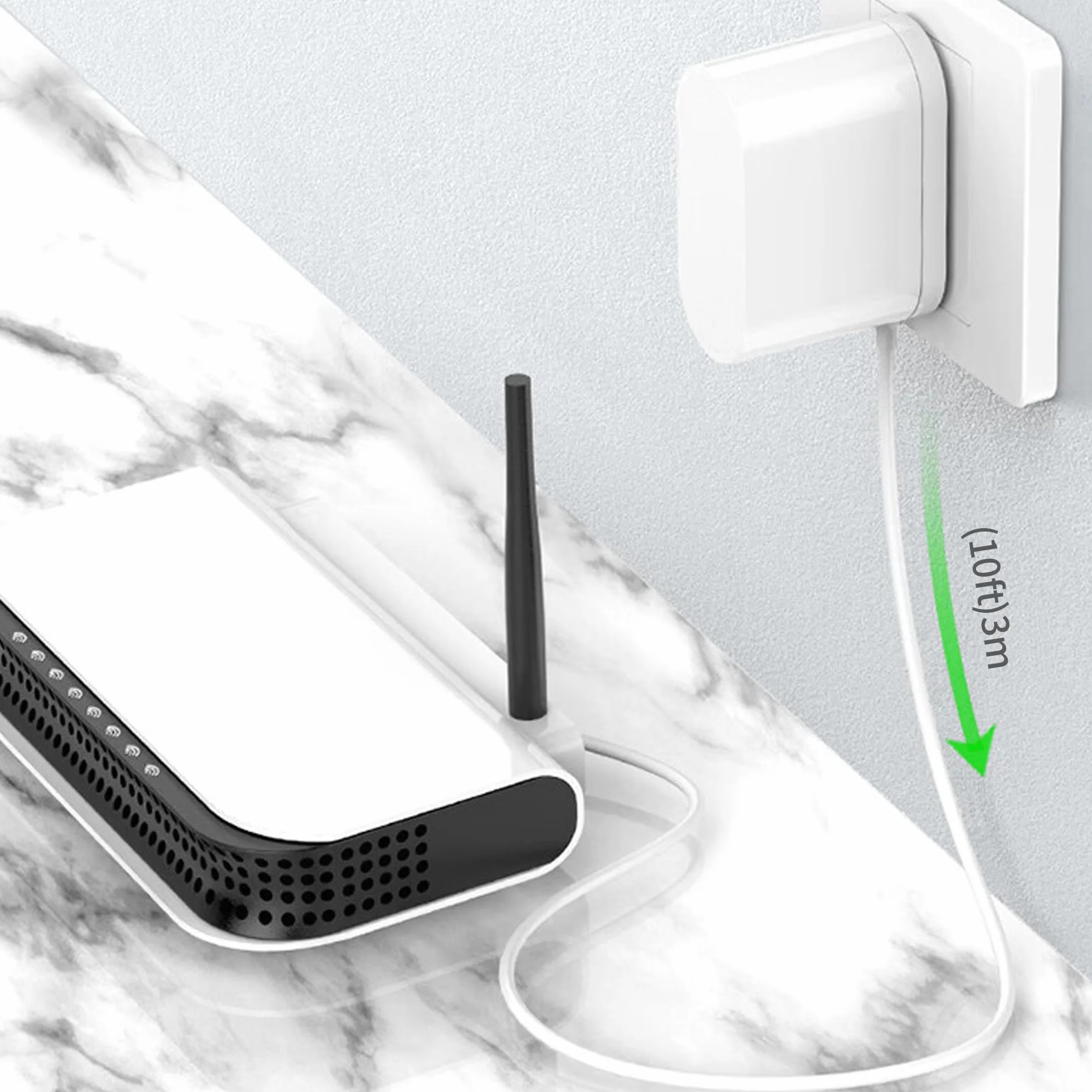Lonnky Zasilacz Sieciowy 12V 1A z Kablem 3 m, Wtyczka DC 2,1 mm x 5,5 mm do Kamer IP, CCTV, Taśm LED, Urządzeń Audio/Wideo, Routerów, Biały