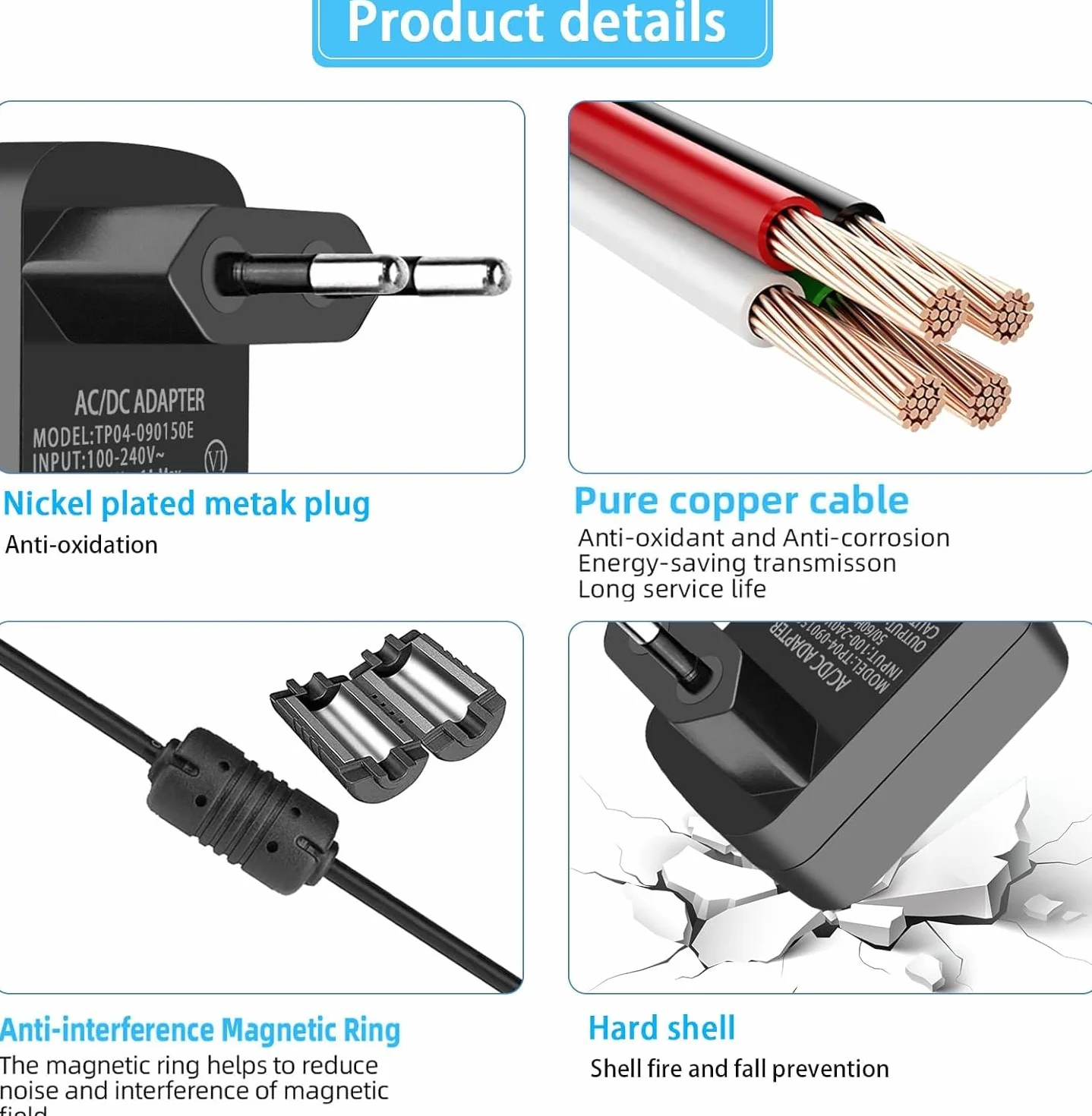 Zasilacz 9V do kamery TP-Link Tapo C100, C200, C210, C310, C320WS, C100/A TC60 TC70 Adapter AC na DC do inteligentnej kamery bezpieczeństwa CCTV