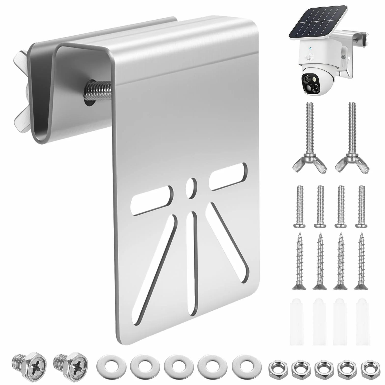 1 zestaw Uchwyt rynnowy do Eufy, panel słoneczny Arlo, metalowy uchwyt do montażu rynny do kamer bezpieczeństwa Eufy, wsporniki rynnowe ze stali nierdzewnej, uchwyt na kamerę bezpieczeństwa