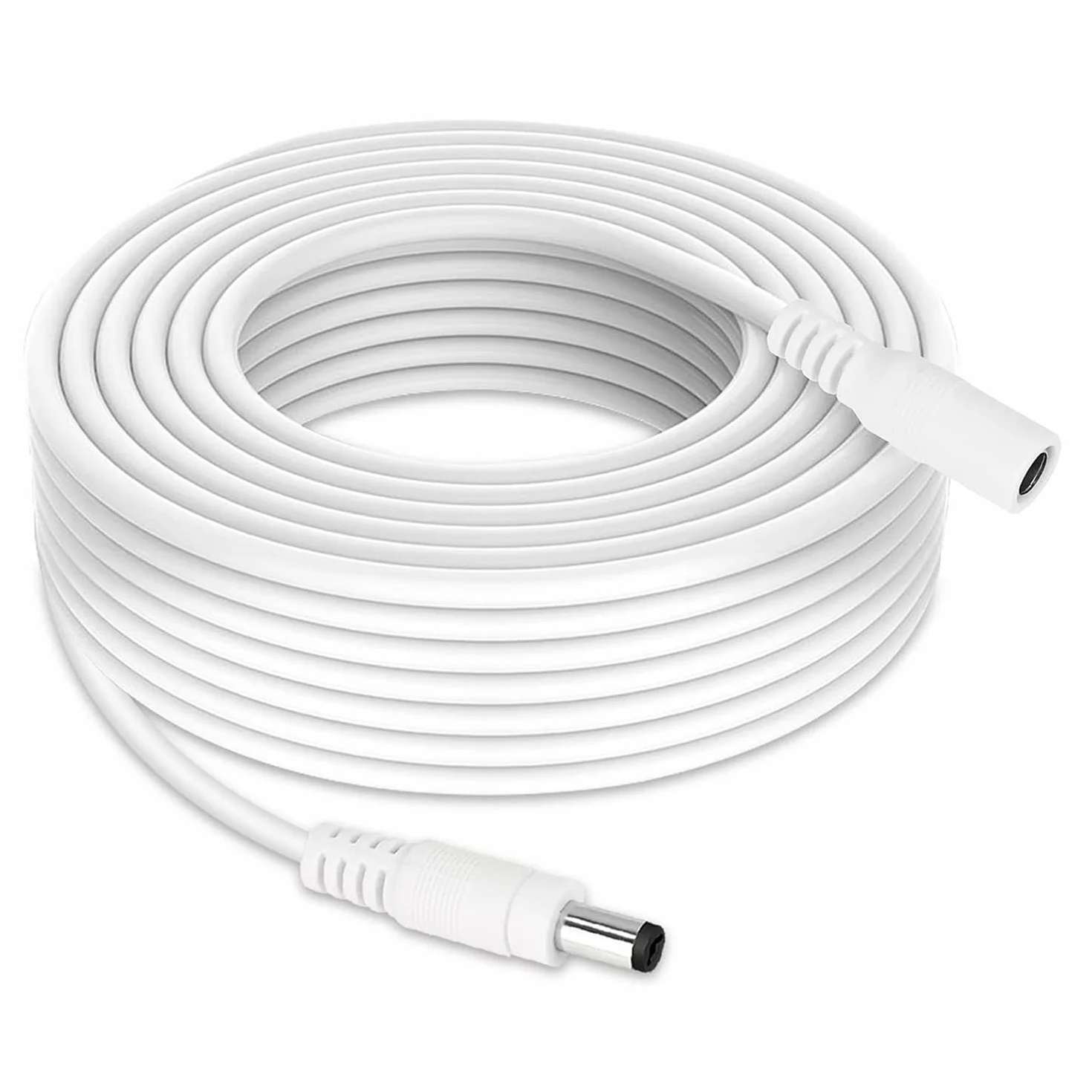 Tonton Przedłużacze 12V DC, kabel przedłużający 2,1 mm x 5,5 mm kompatybilny z zasilaczem lub ładowarką 12V DC do kamery bezpieczeństwa CCTV, kamery IP, 2Pack 5M (Biały)