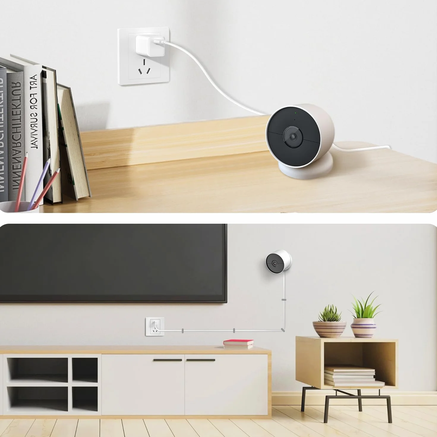 TUSITA Ładowarka Kompatybilny z Google Nest Cam 1M - Magnetyczny Kabel Ładujący, 2 Sztuki