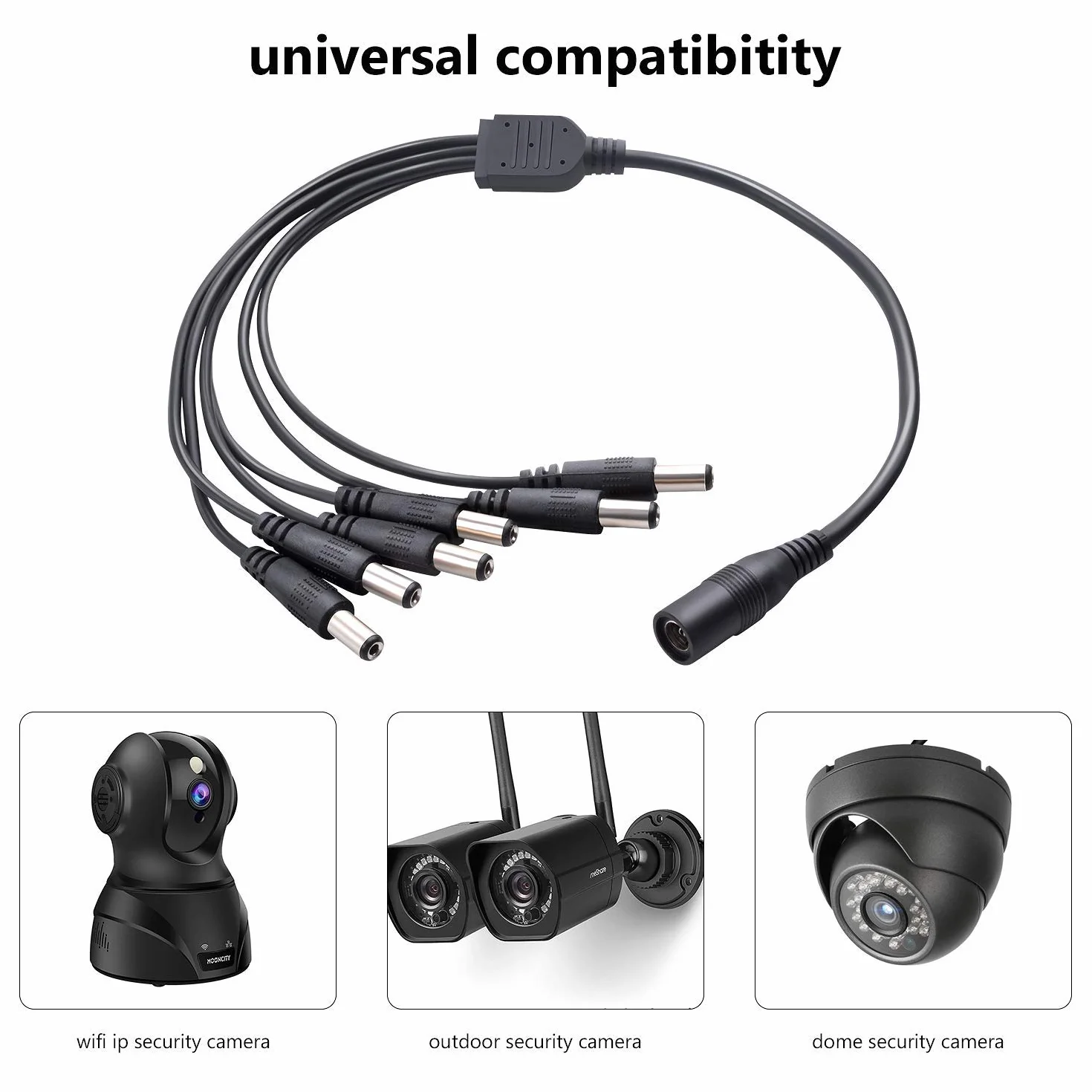 GTIWUNG 1 gniazdo do 4 wtyczek DC rozdzielacz prądu DC 5,5 x 2,1 mm, żeński kabel zasilający DC Pigtails wtyczka do kamery CCTV kabel przyłączeniowy wtyk DC Power Jack Plug Adapter