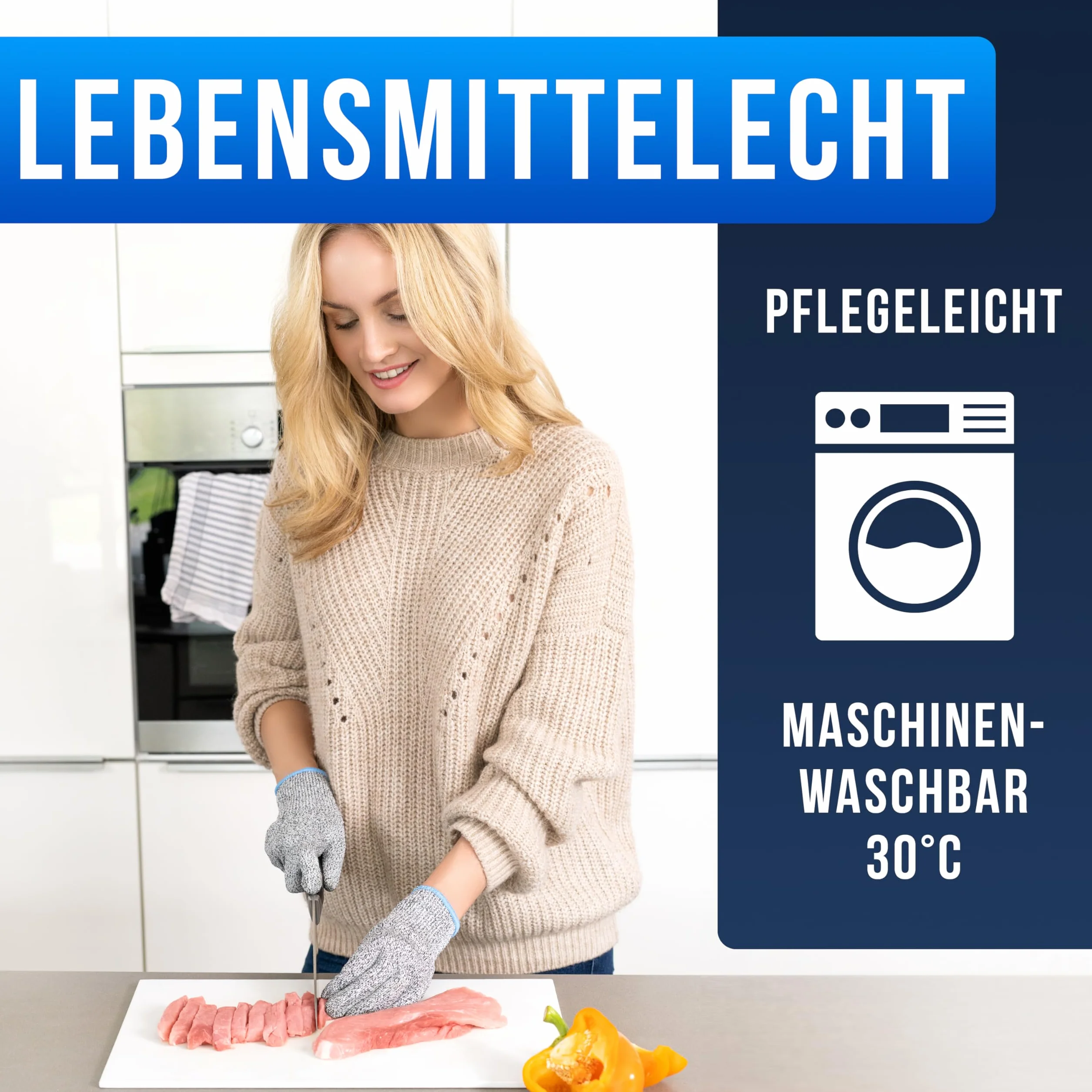 LauterSchutz rękawice ochronne klasy premium z wypustkami – rozmiary dla dzieci i dorosłych – włókno krzyżowe PE – wysoki komfort i rozciągliwy materiał – ochrona przed przecięciem klasa C (rozmiar S