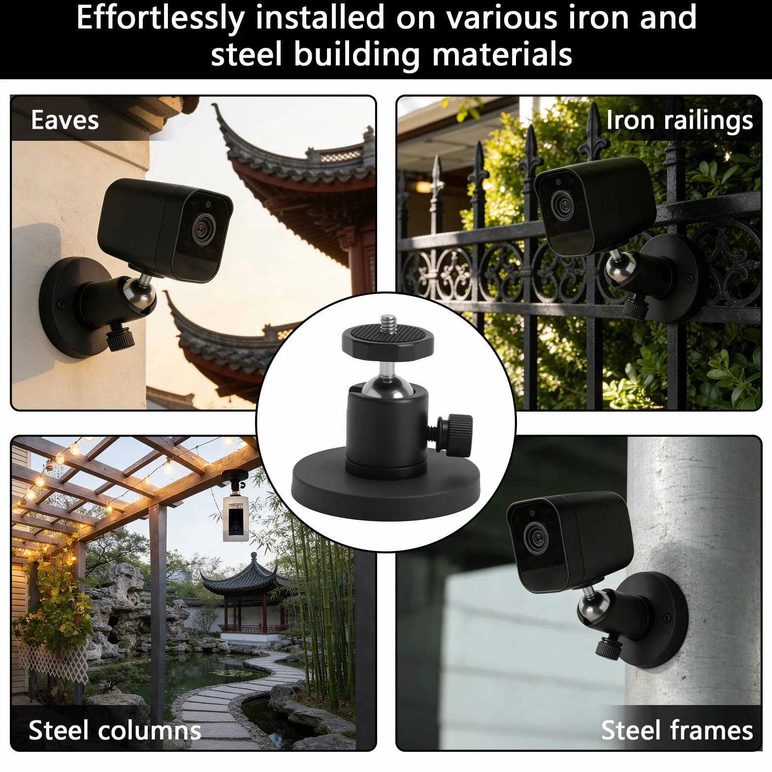 Magnetyczny uchwyt ścienny kompatybilny z Ring Stick Up Cam/Pro/Plus/2/3/kamera outdoorowa/Eufy/Arlo, kamera monitorująca, 15 kg, duża siła magnetyczna 360°, regulowana kamera, uchwyt ścienny bez
