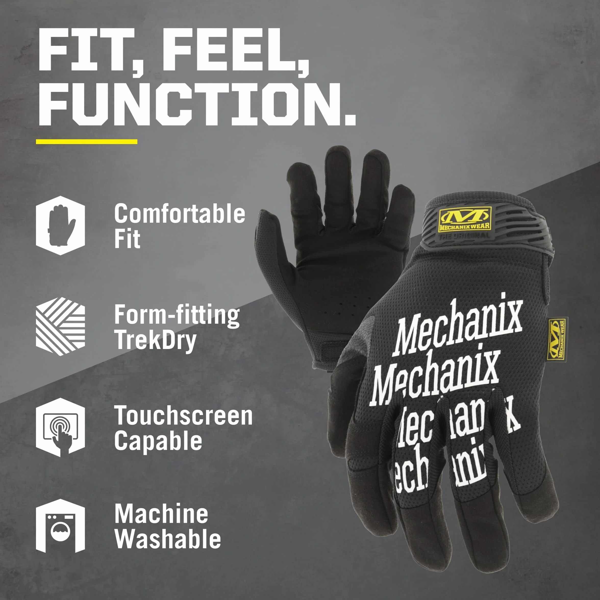 Mechanix Wear Oryginalne rękawice robocze (średnie, czarne)