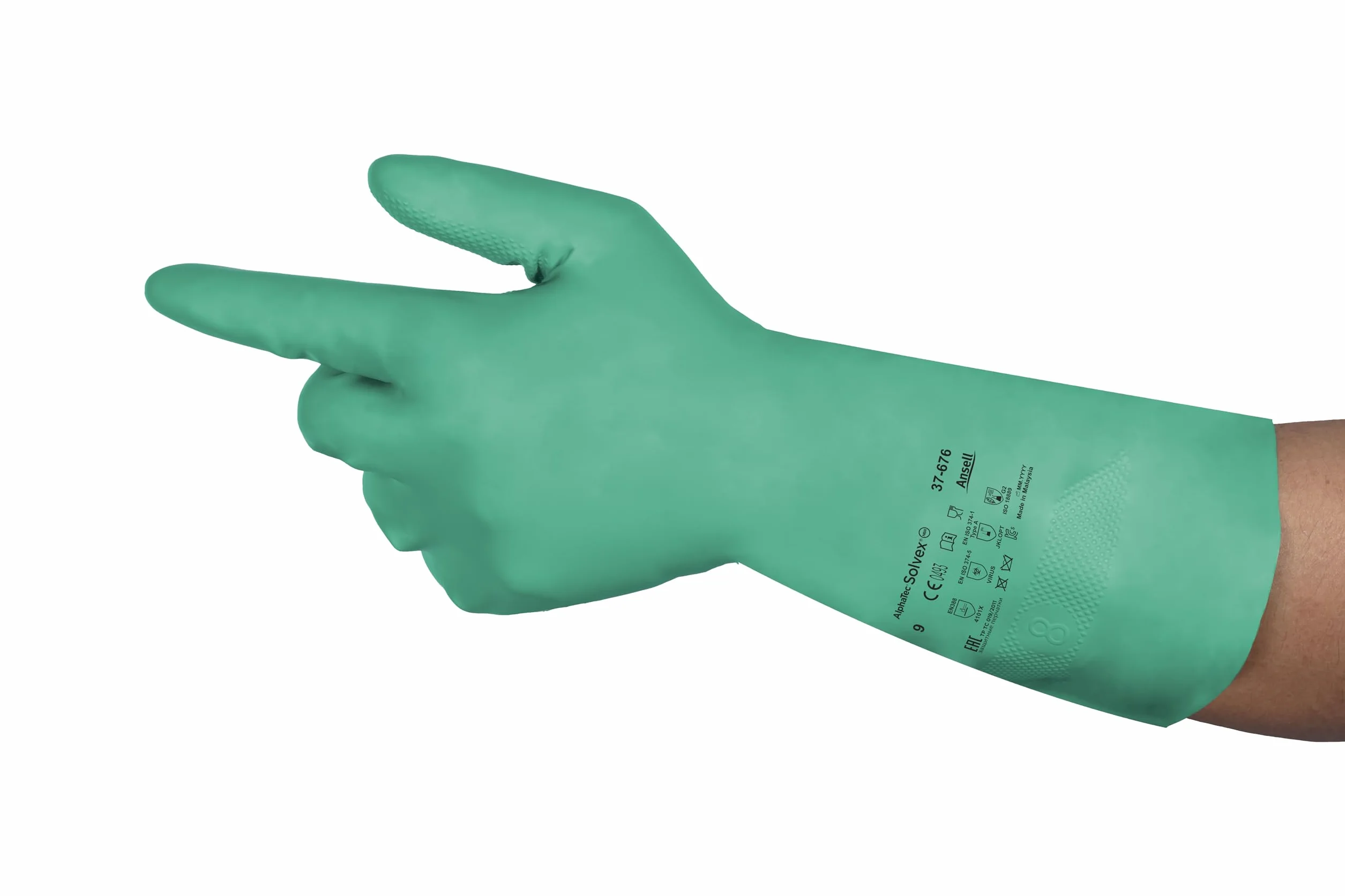Ansell AlphaTec 37-675,Nitrylowe Rękawice Robocze,Odporne Na Chemikalia,Przetwórstwo Spożywcze,Rękawice Przemysłowe,Mechaniczne,Rękawice do sprzątania,Damskie I Męskie,Zielone,M (12 Par)