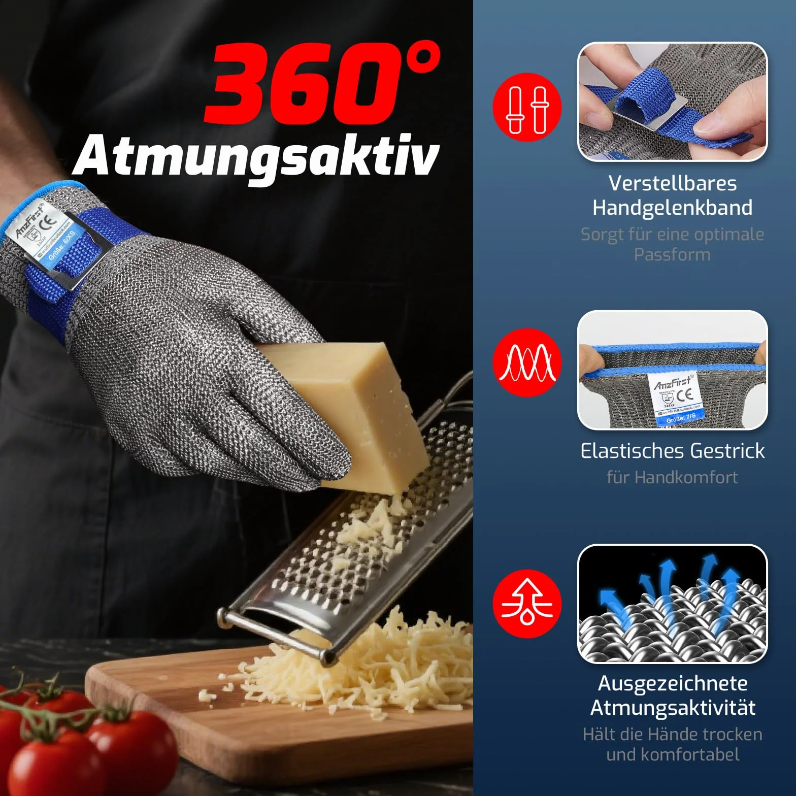Rękawice chroniące przed przecięciem do kuchni, wydajna ochrona poziomu 9, ekran dotykowy, stal nierdzewna, drut metalowy, rękawice robocze, rękawice łańcuchowe, rękawice ostrygowe, 1 sztuka