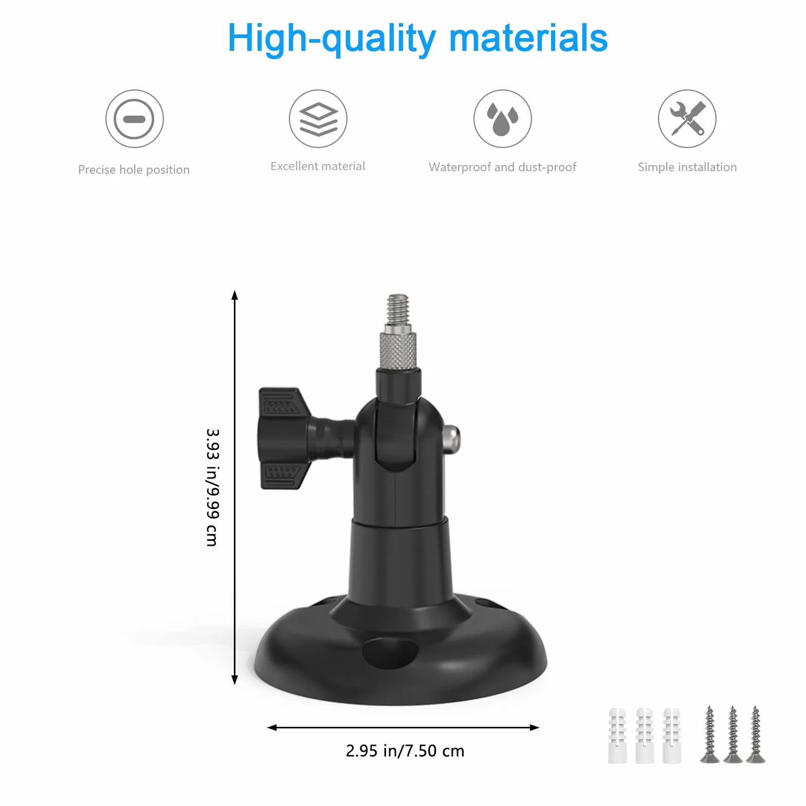 HOLACA Uchwyt ścienny kompatybilny z Eufycam 1/2/2C/2C Pro/3/3C/E, Arl o Pro 2/3/4/Ultra 1&2/Essential i innymi aparatami z gwintem 1/4", czarny, 1 sztuka