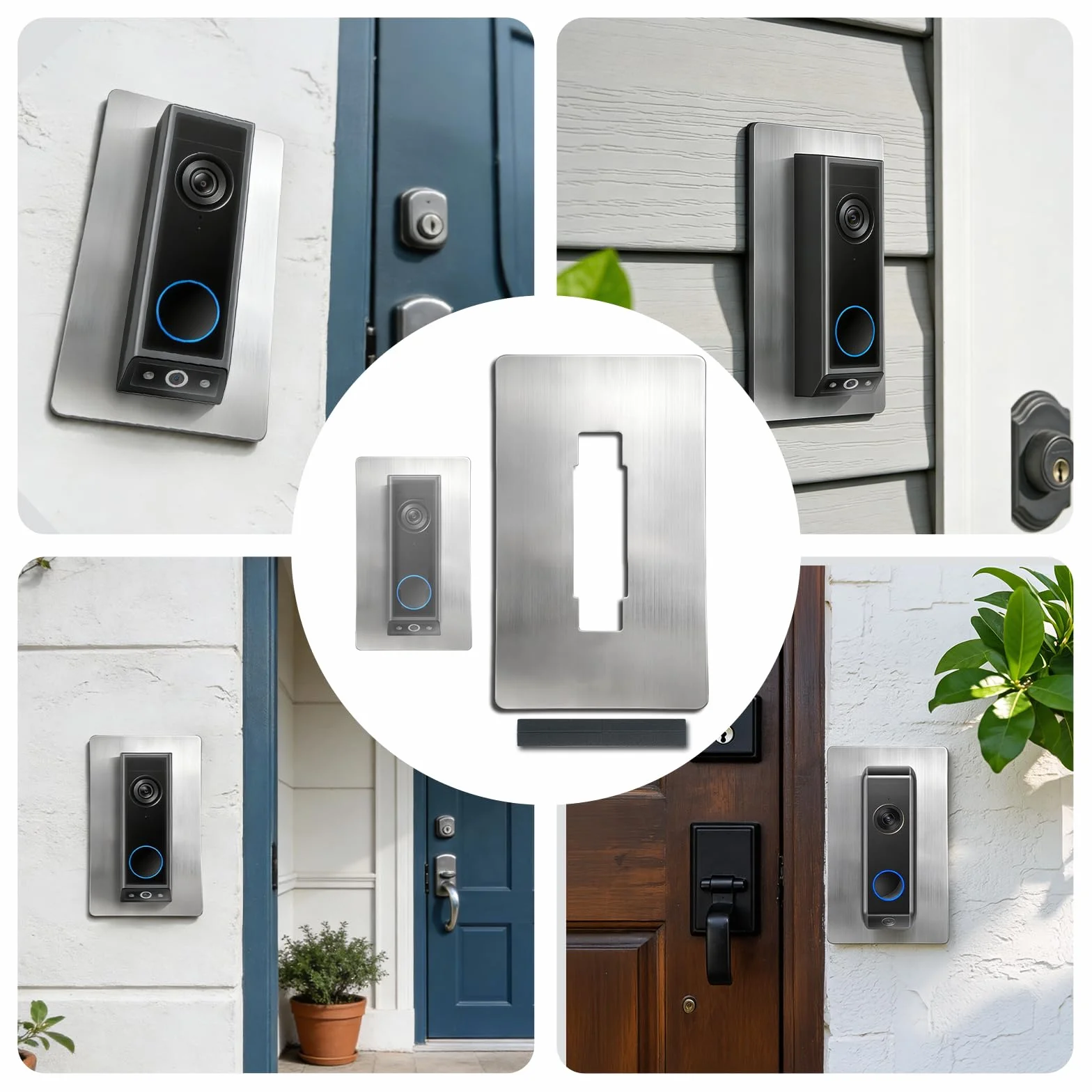 Osłona ze stali nierdzewnej do Eufy Video Doorbell E340 – płyta ścienna nadaje się do dzwonka do Eufy E340, S330, 2K HD, C31, C30, uchwyt do drzwi wejściowych, osłona ścienna do dzwonka do