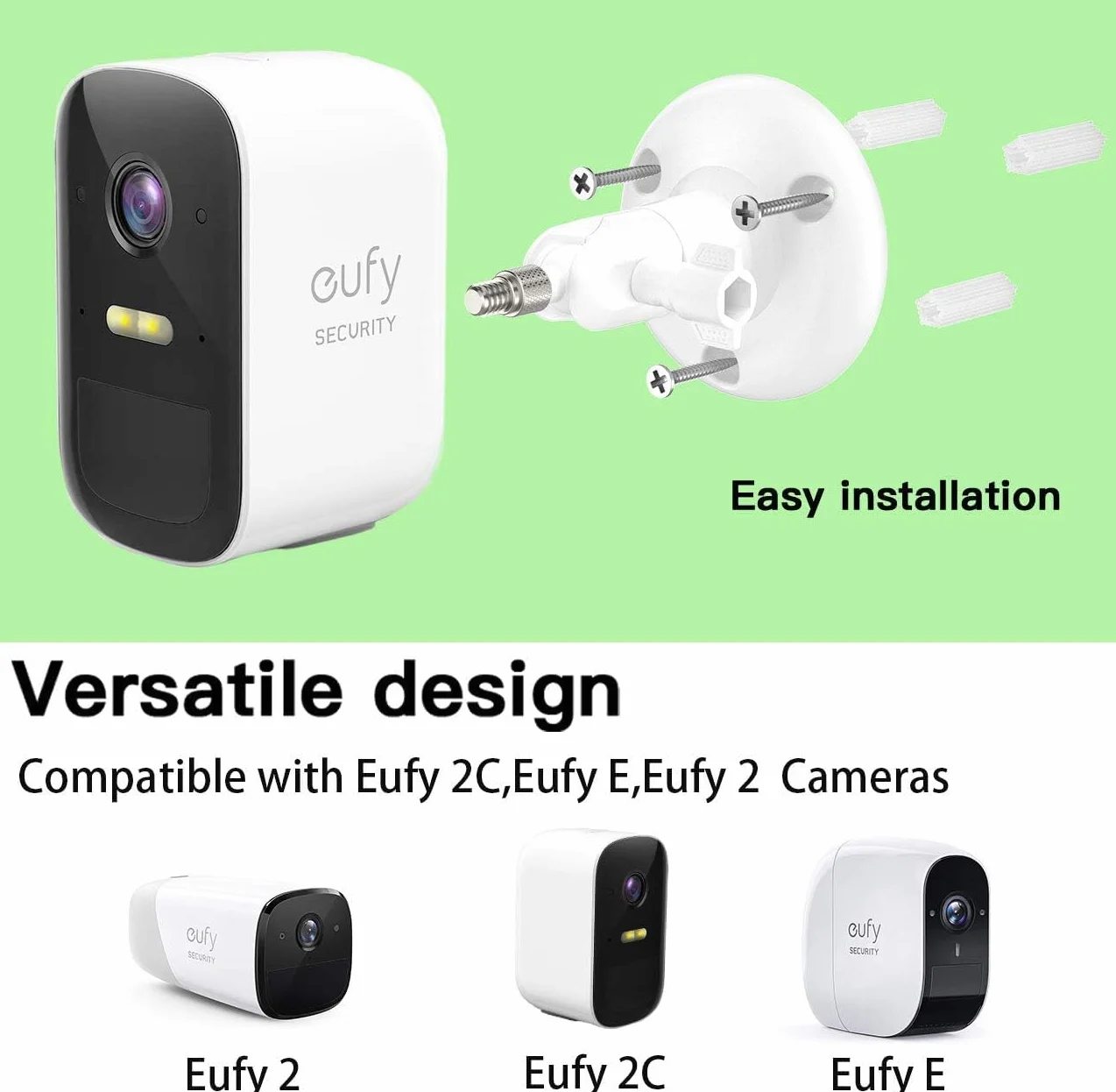 HOLACA Uchwyt ścienny kompatybilny z Eufycam 1/2/2C/2C Pro/3/3C/E, Arl o Pro 2/3/4/Ultra 1&2/Essential i innymi aparatami z gwintem 1/4", biały, 3 sztuki