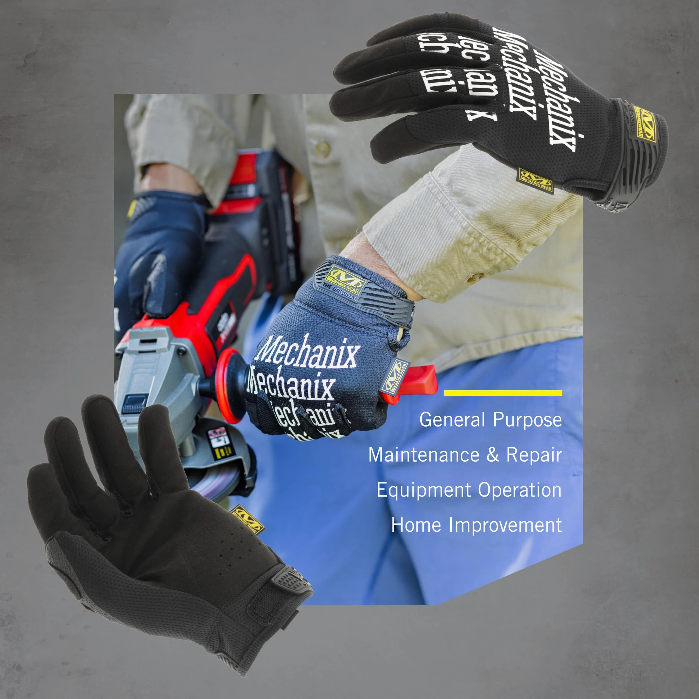 Mechanix Wear Oryginalne rękawice robocze (średnie, czarne)