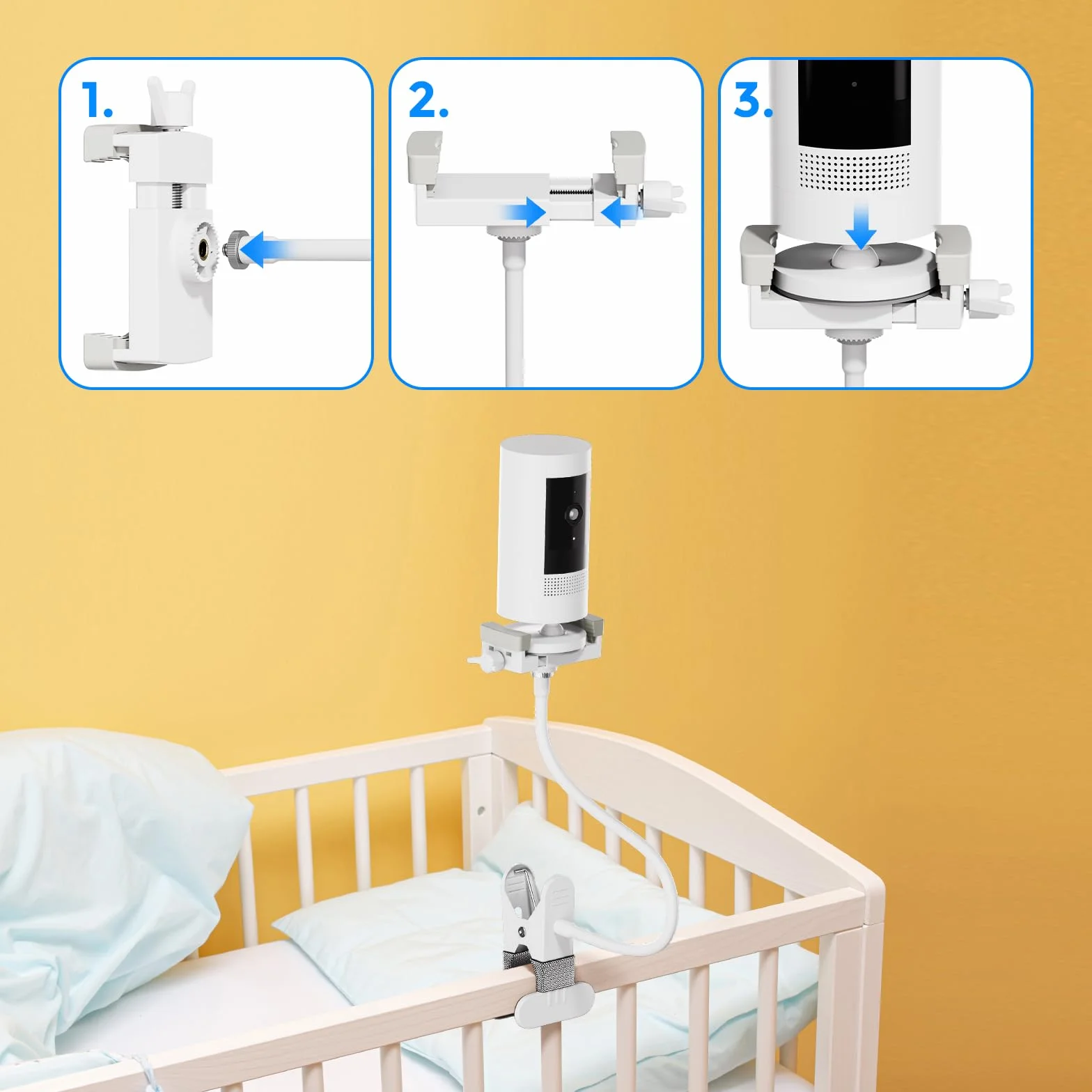 Elastyczny uchwyt na kamerę dla niemowląt do monitora GHB/HelloBaby, stojak na akcesoria do urządzeń VTech/Momcozy/Boifun/Babystar/ieGeek/Blemil/Jeeber/Philips, nadaje się do większości kamer 1/4"