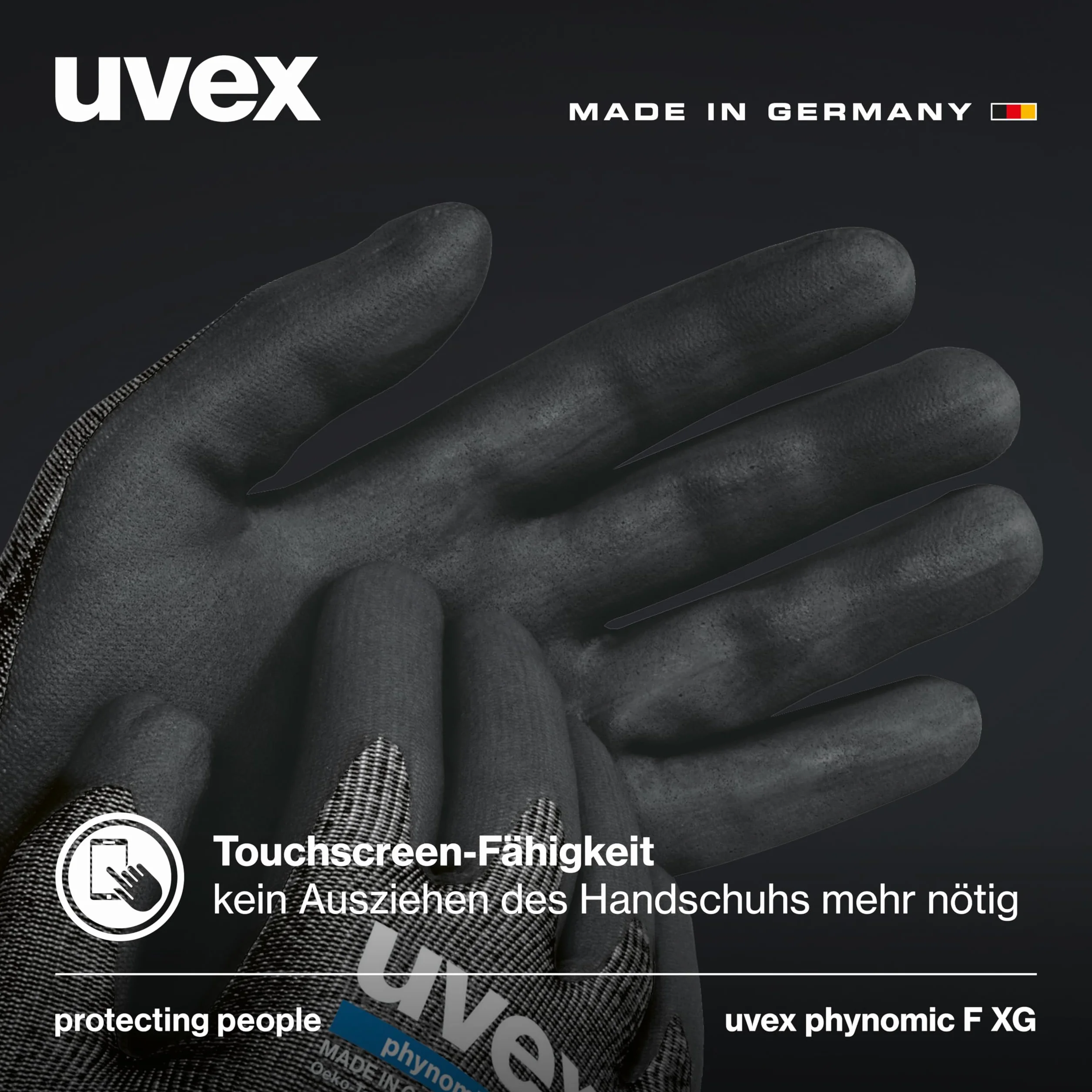 Uvex phynomic F XG, 1 para rękawic ochronnych przed przecięciem – do wilgotnych i tłustych obszarów – delikatne i odporne na ścieranie – czarne