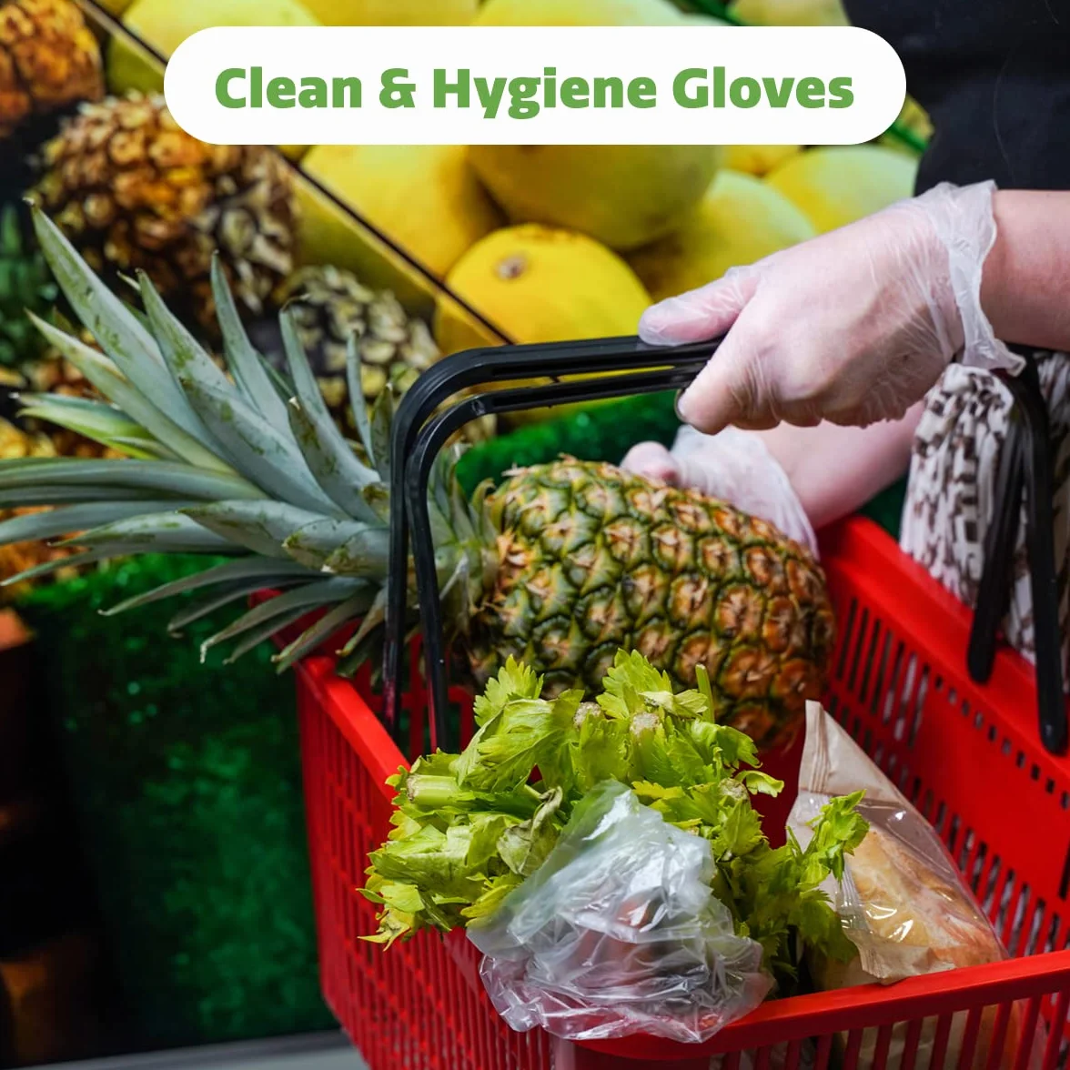 Comfy Package Przezroczyste bezpudrowe winylowe jednorazowe rękawiczki plastikowe [100 sztuk] - rozmiar M