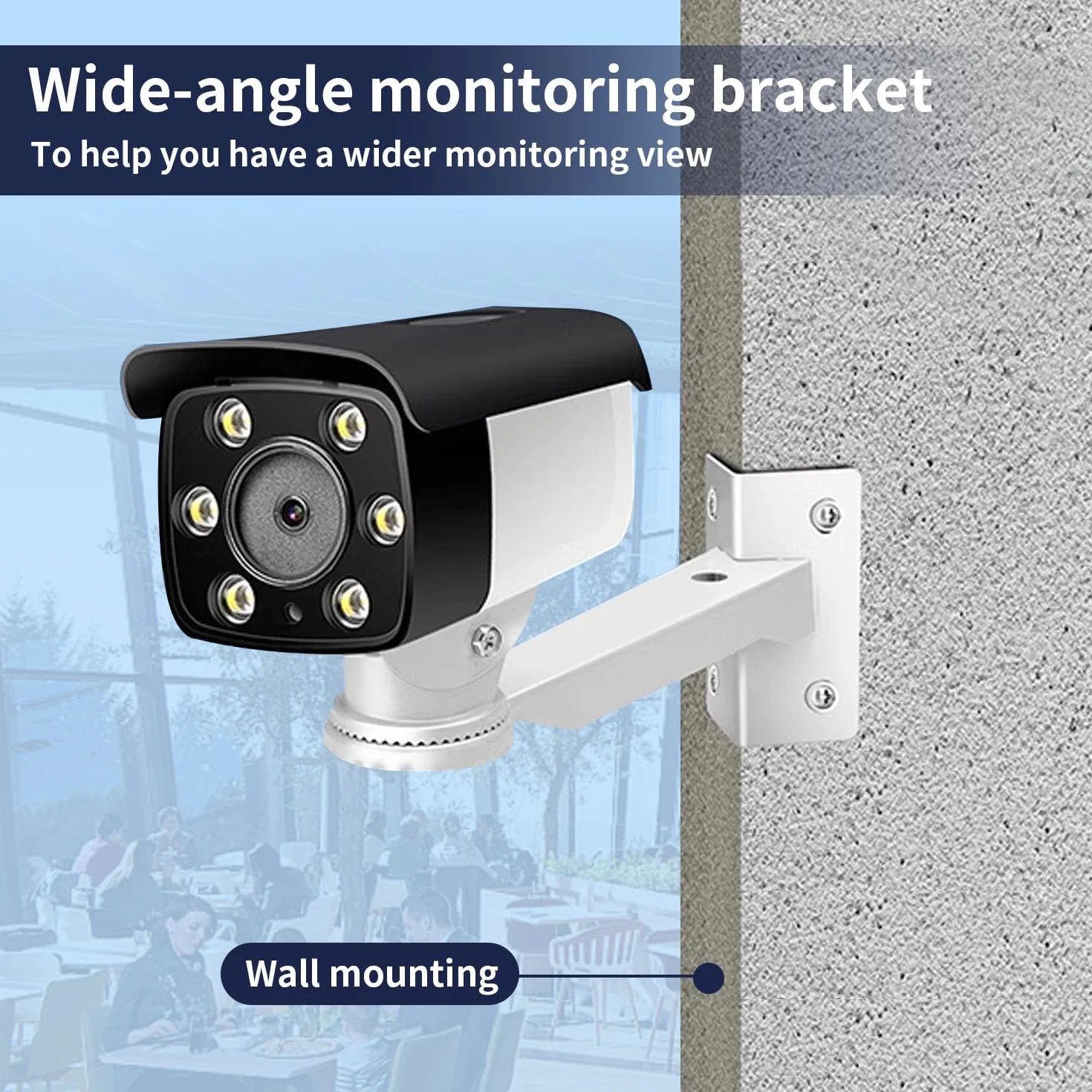 Kamera i uchwyt do monitoringu pierścieniowego masztu, metalowy narożny z 2 regulowanymi pętlami, pionowy drążek, do kamer CCTV, ogniw słonecznych