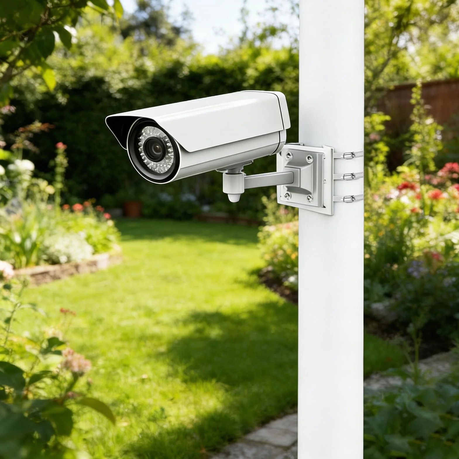 2 szt. Uchwyt na aparat do nadzoru zewnętrznego, uchwyt do kamery nadzoru zewnętrznego, 3 pętle ze stali nierdzewnej pionowy uchwyt pierścieniowy do kamer CCTV