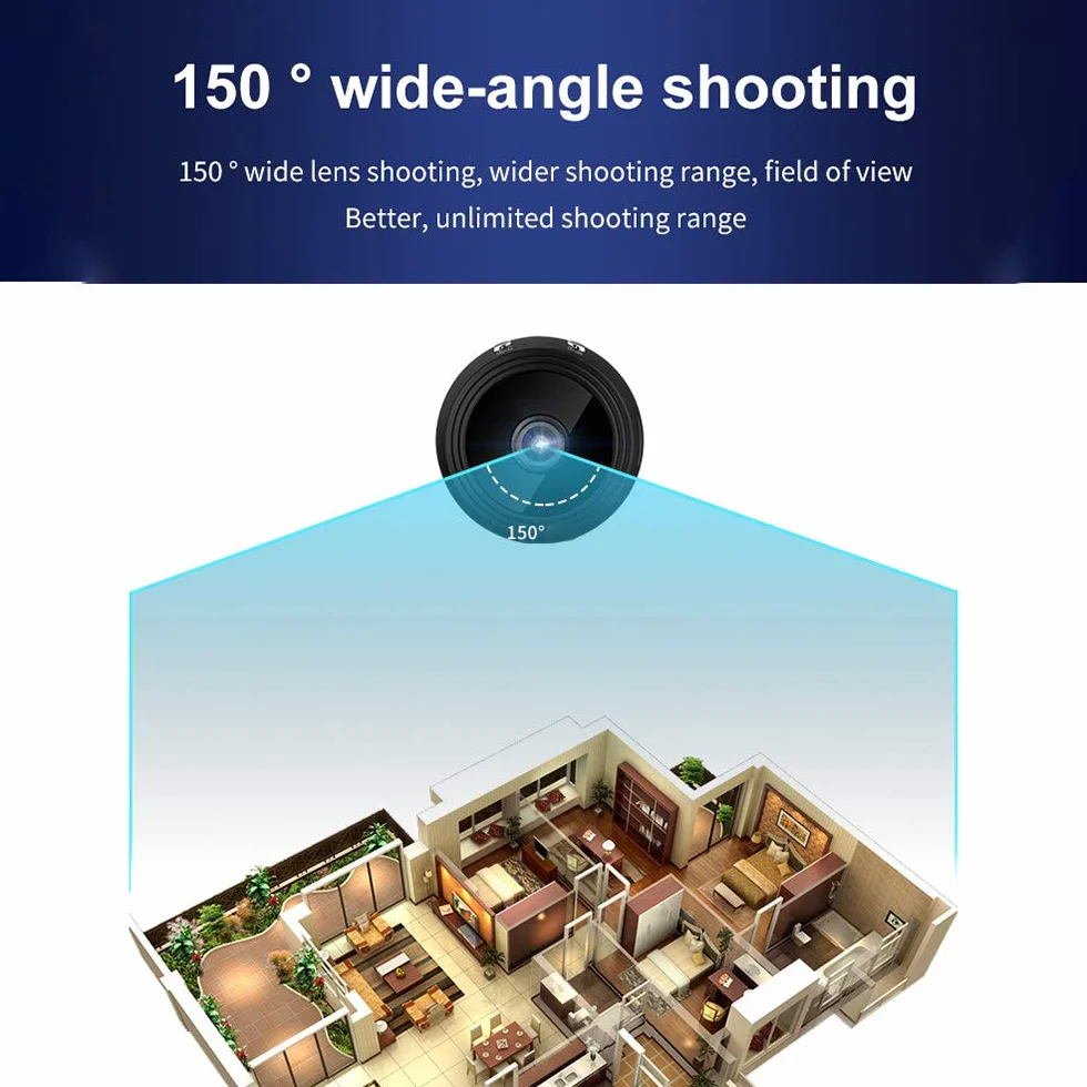 A9 Mini Kamera WiFi 1080p Bezprzewodowa Kamera Bezpieczeństwa Domowego z Wykrywaniem Ruchu, Noktowizorem IR, Zdalnym Monitorowaniem przez Aplikację, 4K/2K/1080p/720p