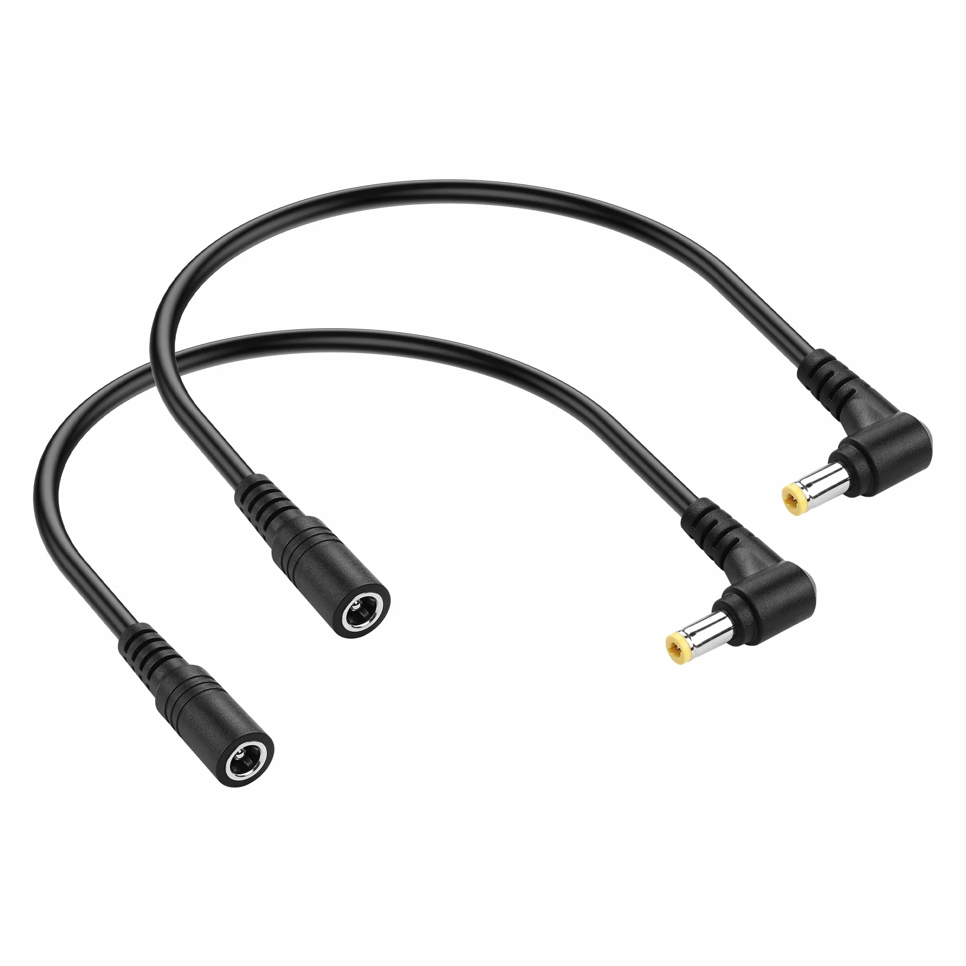 Przedłużacz zasilania DC 90 stopni, 0,3 m, 12 V, DC, 5,5 mm x 2,5 mm, męski na żeński, przedłużacz do kamer bezpieczeństwa CCTV, systemu nadzoru (2 sztuki) (5,5 x 2,5 mm)