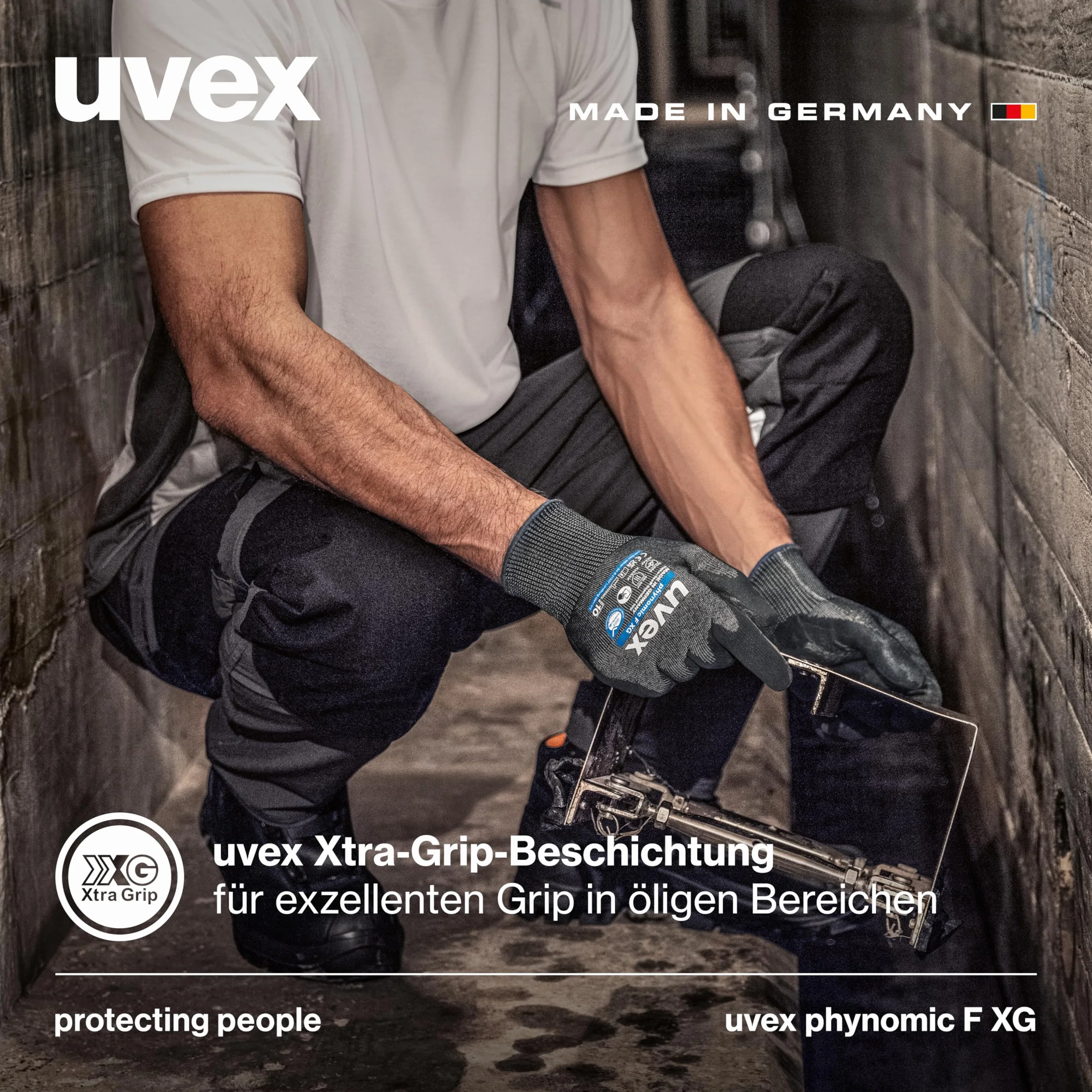 Uvex phynomic F XG, 1 para rękawic ochronnych przed przecięciem – do wilgotnych i tłustych obszarów – delikatne i odporne na ścieranie – czarne